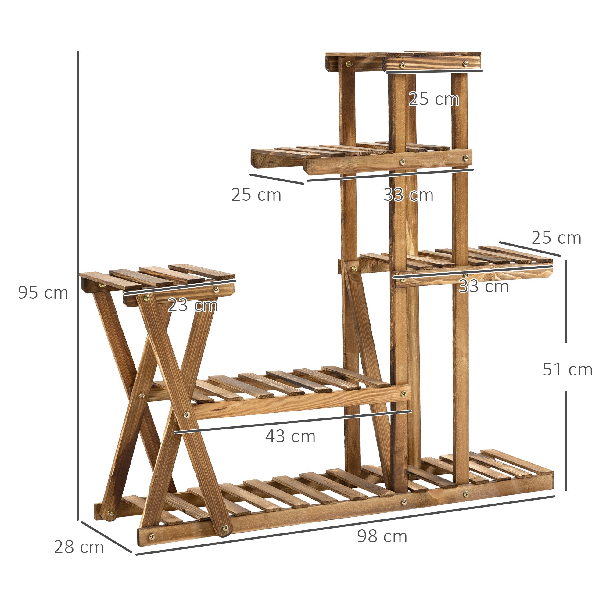 Suporte para Plantas – 98x28x95 cm – Madeira carbonizada