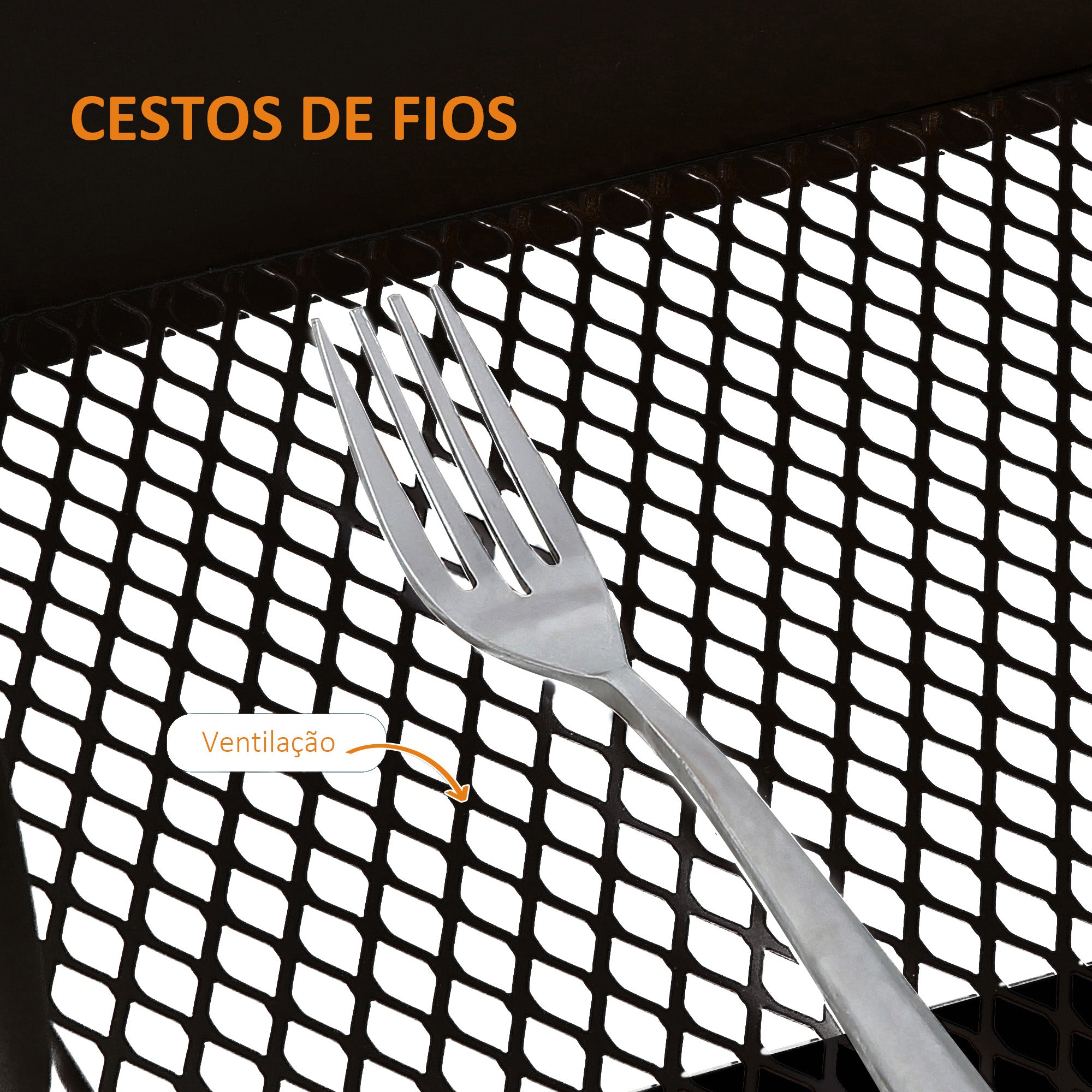 Carrinho Auxiliar com Rodas de 3 Níveis 45x31x79,4 cm - Preto