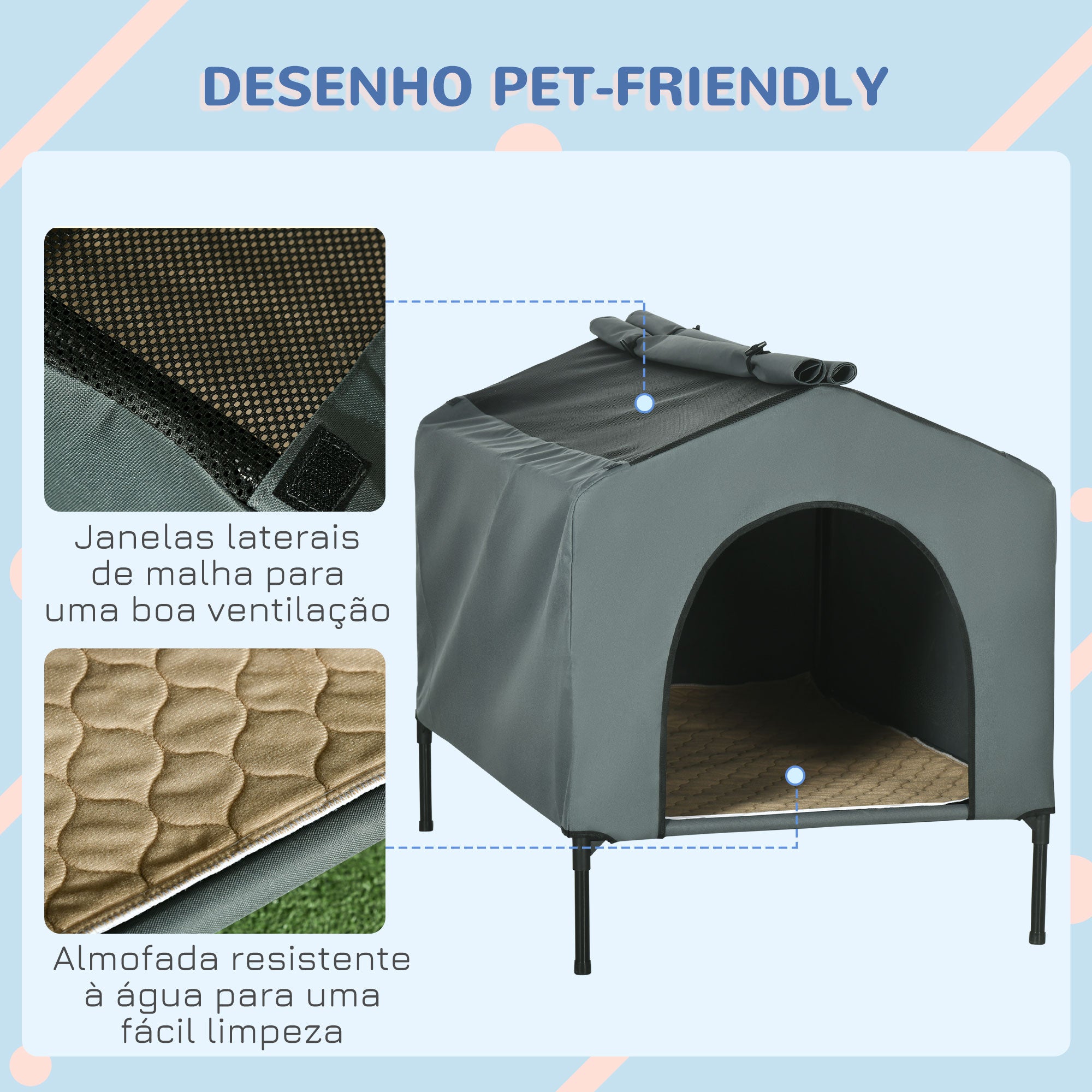 Casa para Cães 110x75x87 cm Cinzento - Conforto e Proteção para o seu Animal de Estimação