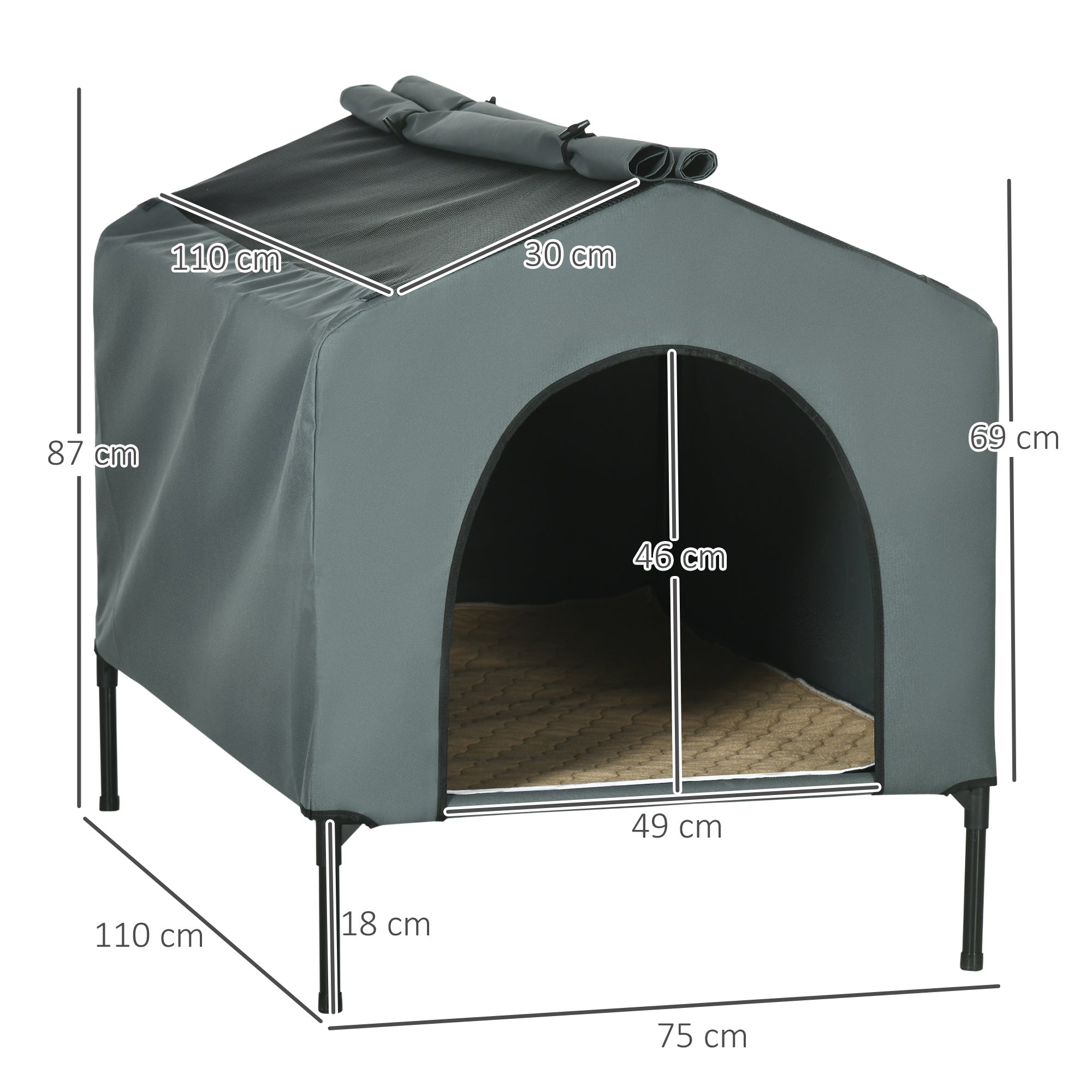 Casa para Cães 110x75x87 cm Cinzento - Conforto e Proteção para o seu Animal de Estimação
