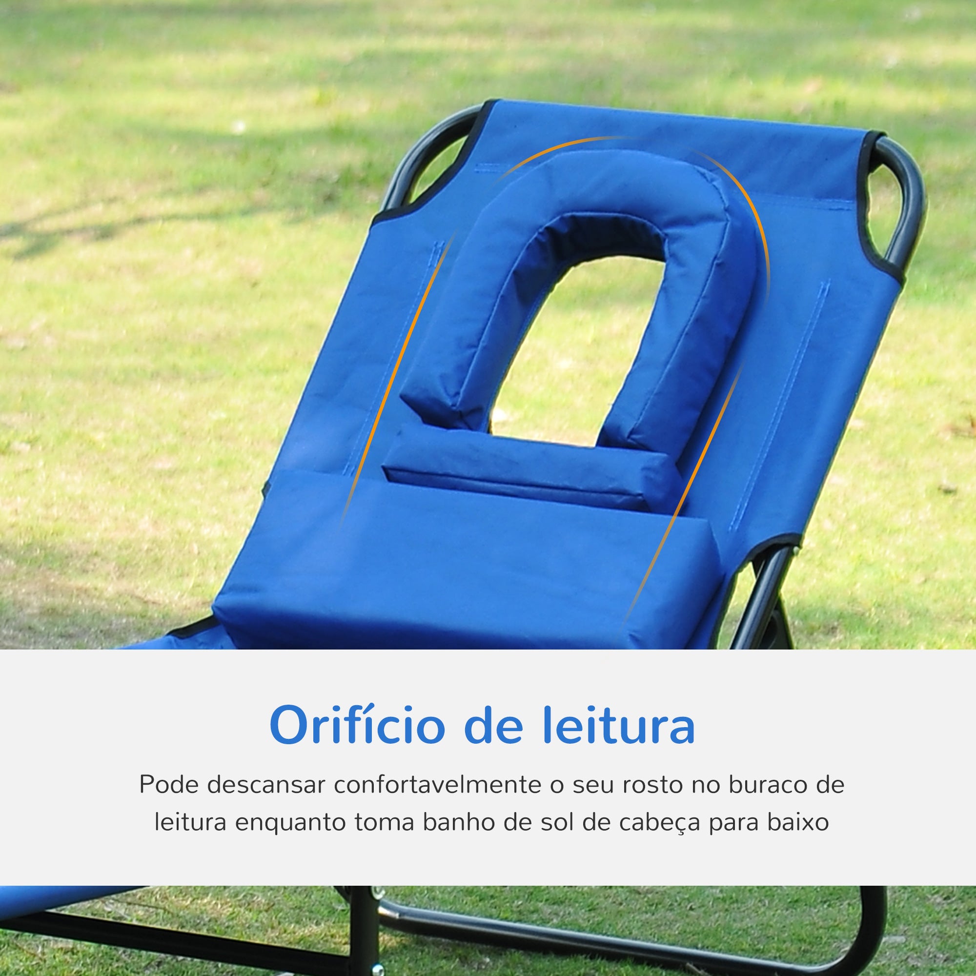 Espreguiçadeira de Jardim Dobrável 190x56x28cm - Azul