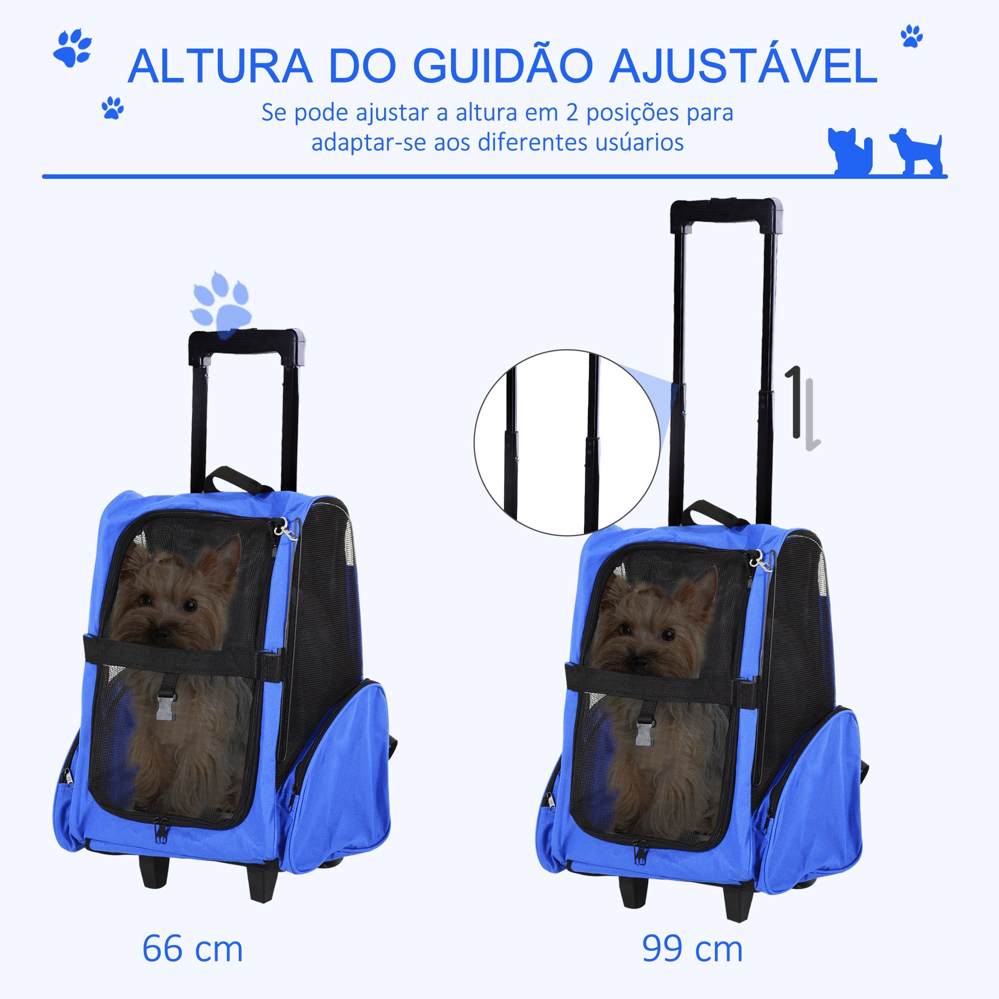 Transportadora 2 em 1 para Animais de Estimação - 42x25x55cm - Cor Azul