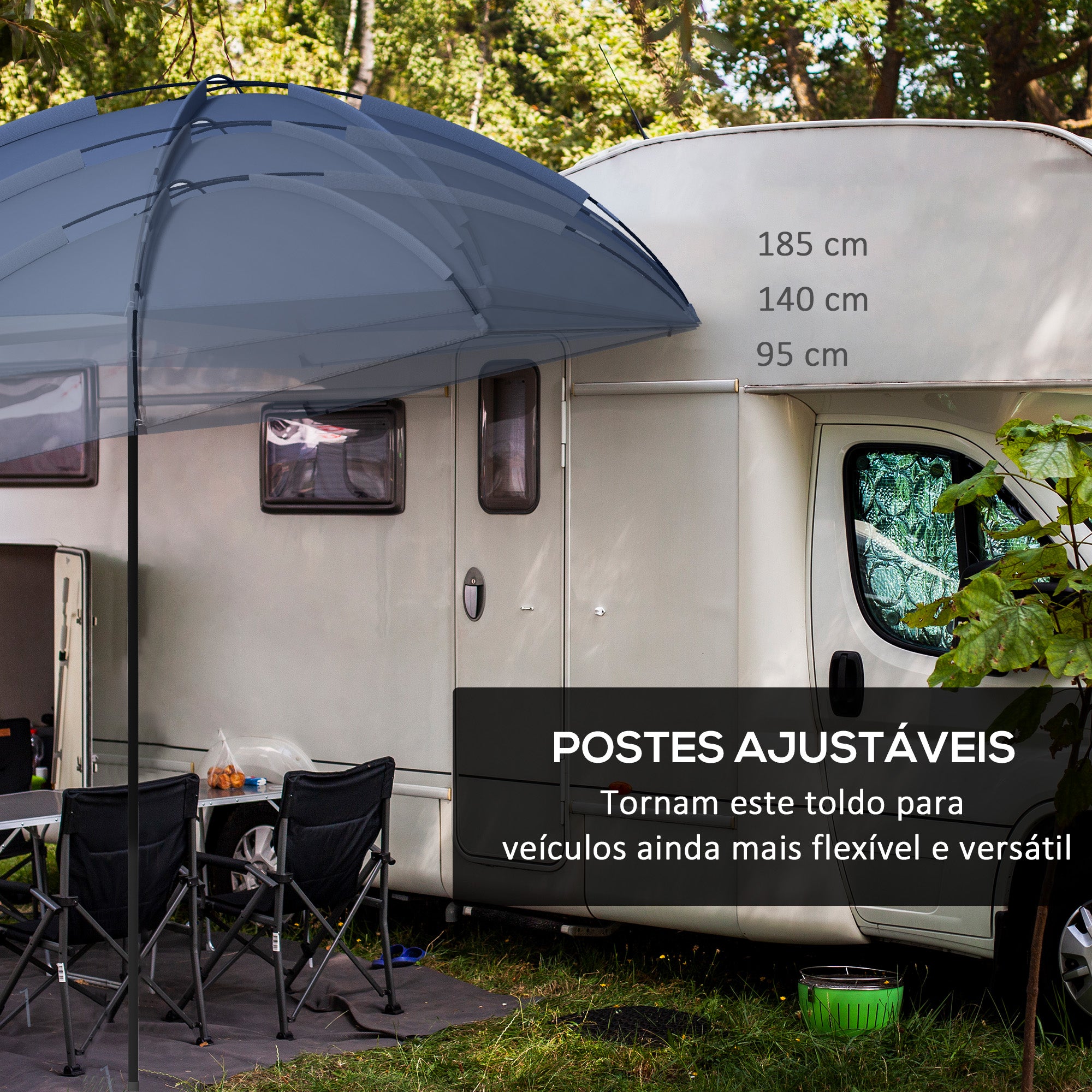 Toldo para Carro Azul Marrinho 290x278x230-260 cm - Abrigo Ajustável para Campismo
