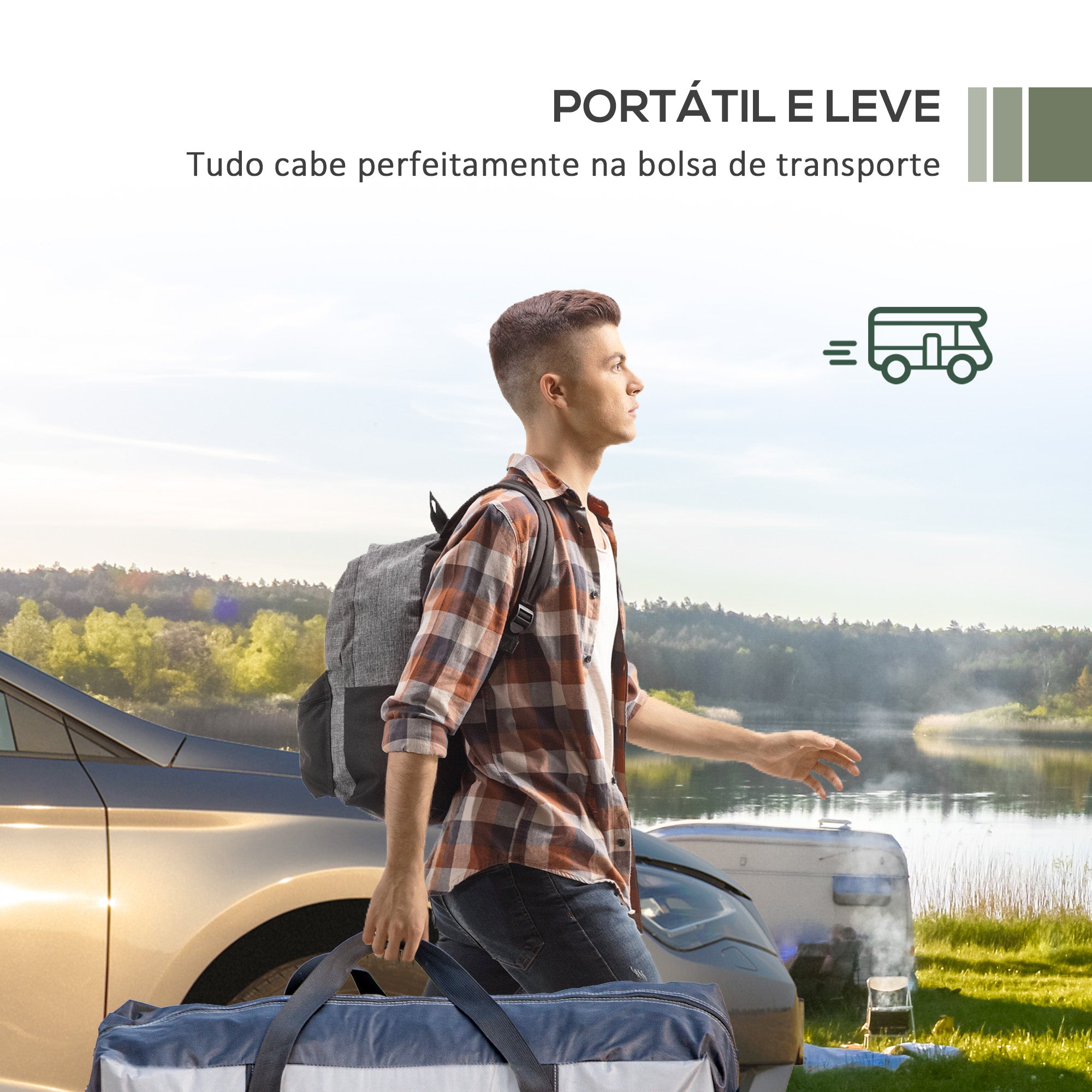 Toldo para Carro Azul Marrinho 290x278x230-260 cm - Abrigo Ajustável para Campismo