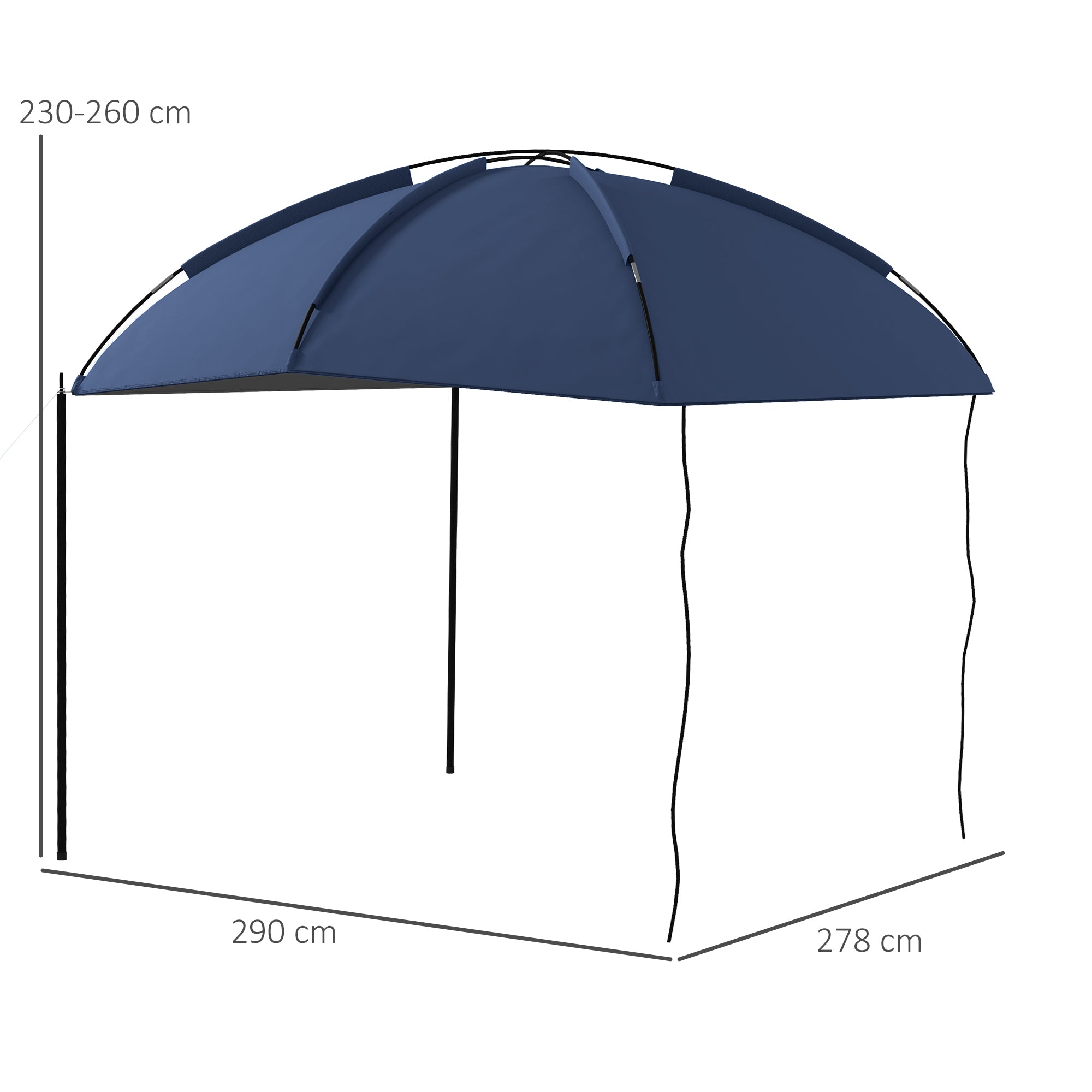Toldo para Carro Azul Marrinho 290x278x230-260 cm - Abrigo Ajustável para Campismo