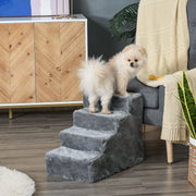 Escada para Animais de Estimação – 60x35x44 cm – Cinza – Aglomerado de madeira e pelúcia