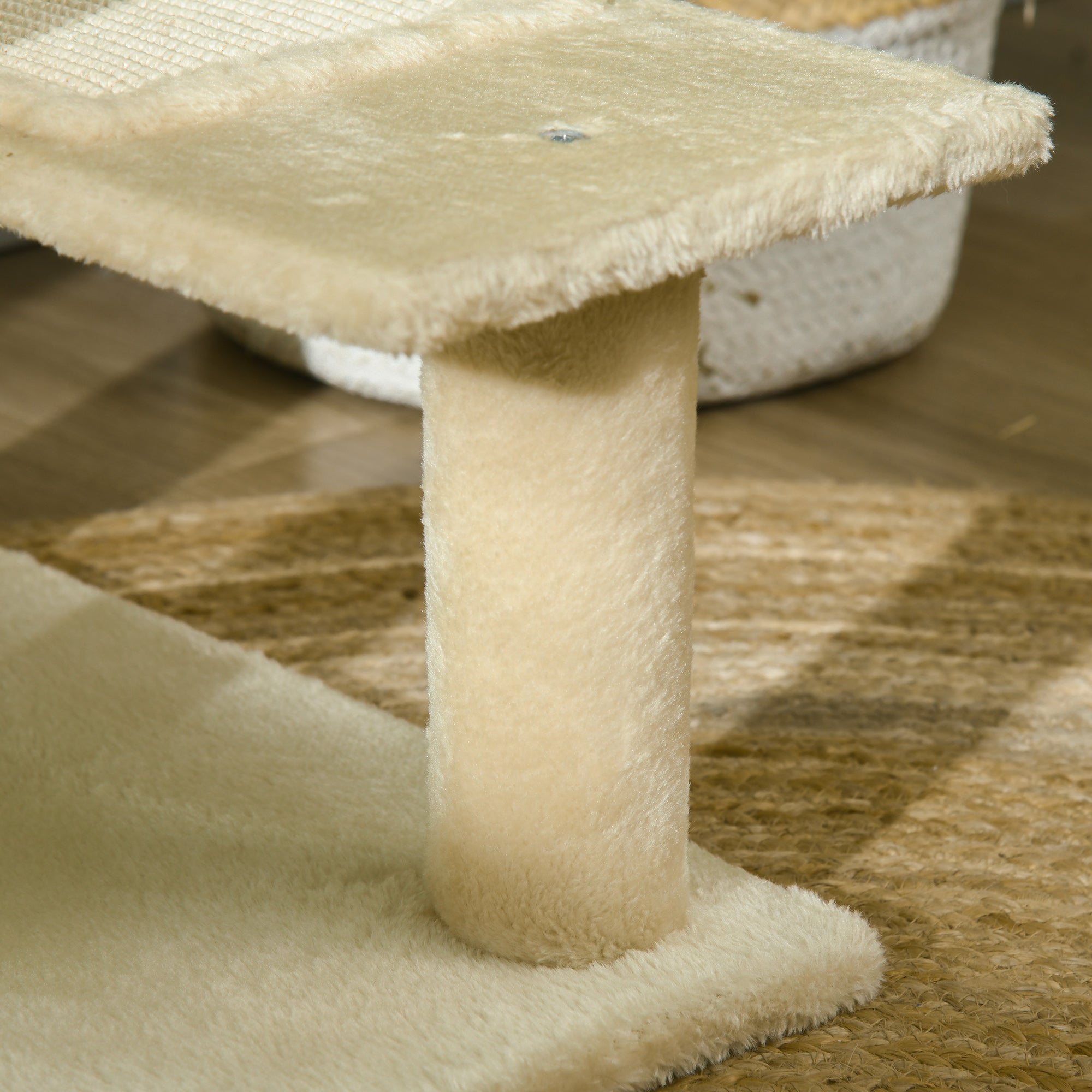 Arranhador para Gato com Cama e Plataforma - 50x50x100cm - Cor Creme