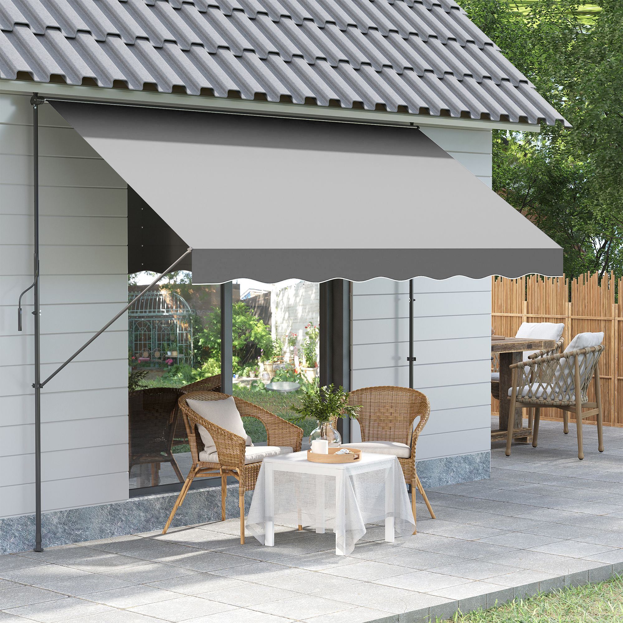 Toldo Manual Retrátil 300x170x200-290cm Cinza - Proteção Solar UV40+