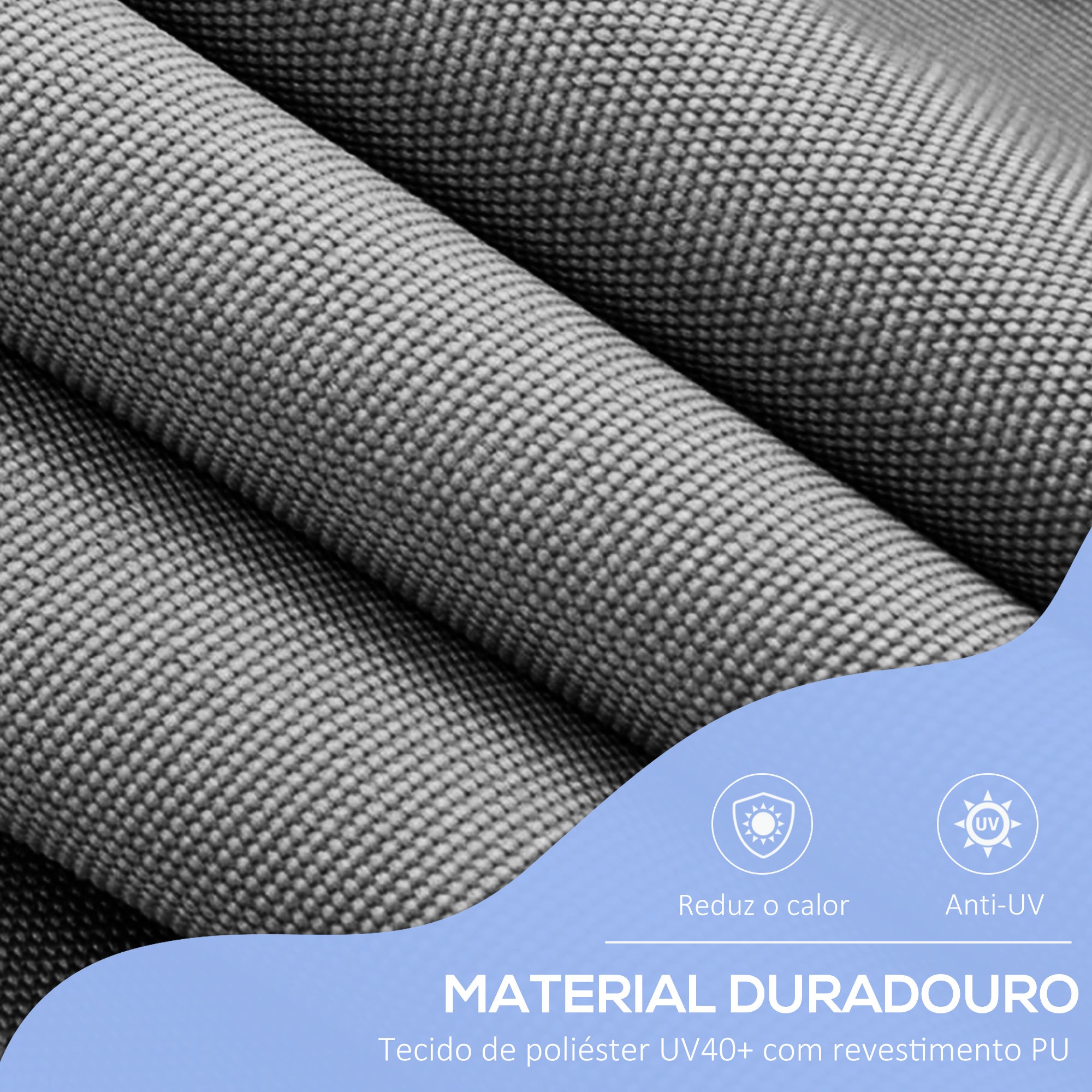 Toldo Manual Retrátil 300x170x200-290cm Cinza - Proteção Solar UV40+