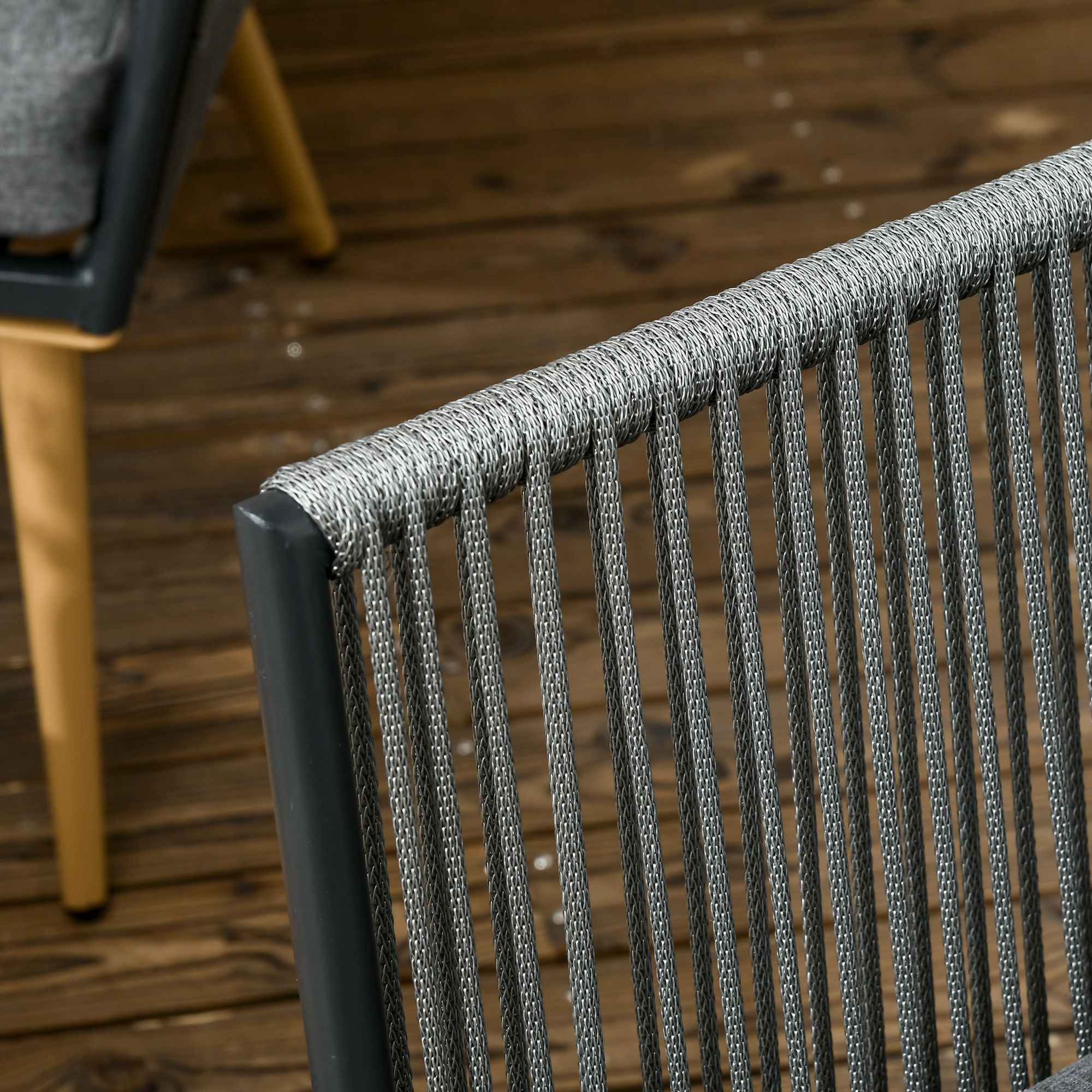 Conjunto de Móveis de Jardim – 90x50x35 cm, 130x65x68 cm, 73x65x68 cm – Cinza – Aço, vime PE, poliéster, espuma, madeira, plástico