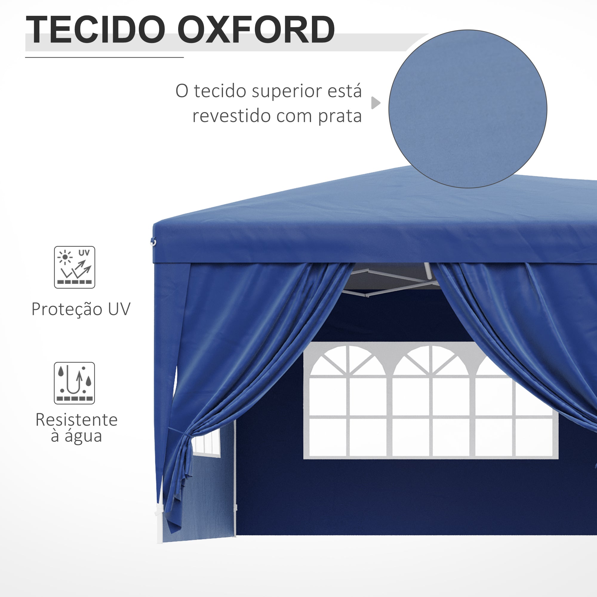 Tenda para Festas Azul 591x297x255 cm - Paredes Amovíveis e Bolsa de Transporte