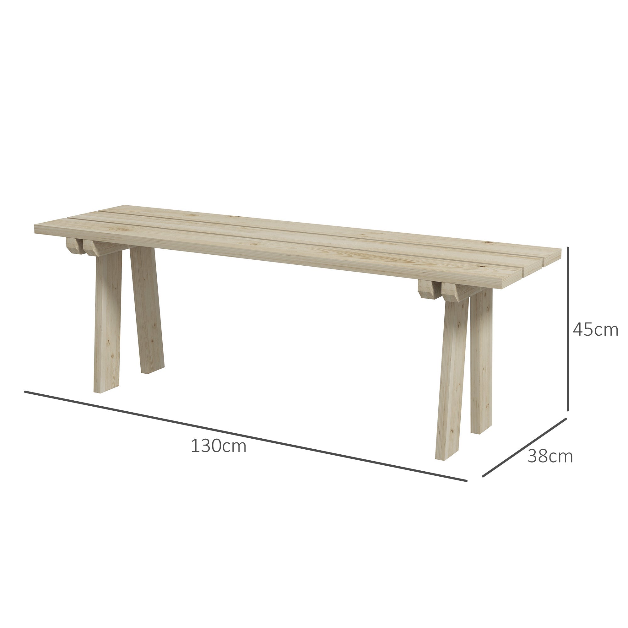 Banco de Jardim 2 Lugares 130x38x45 cm Cor Natural