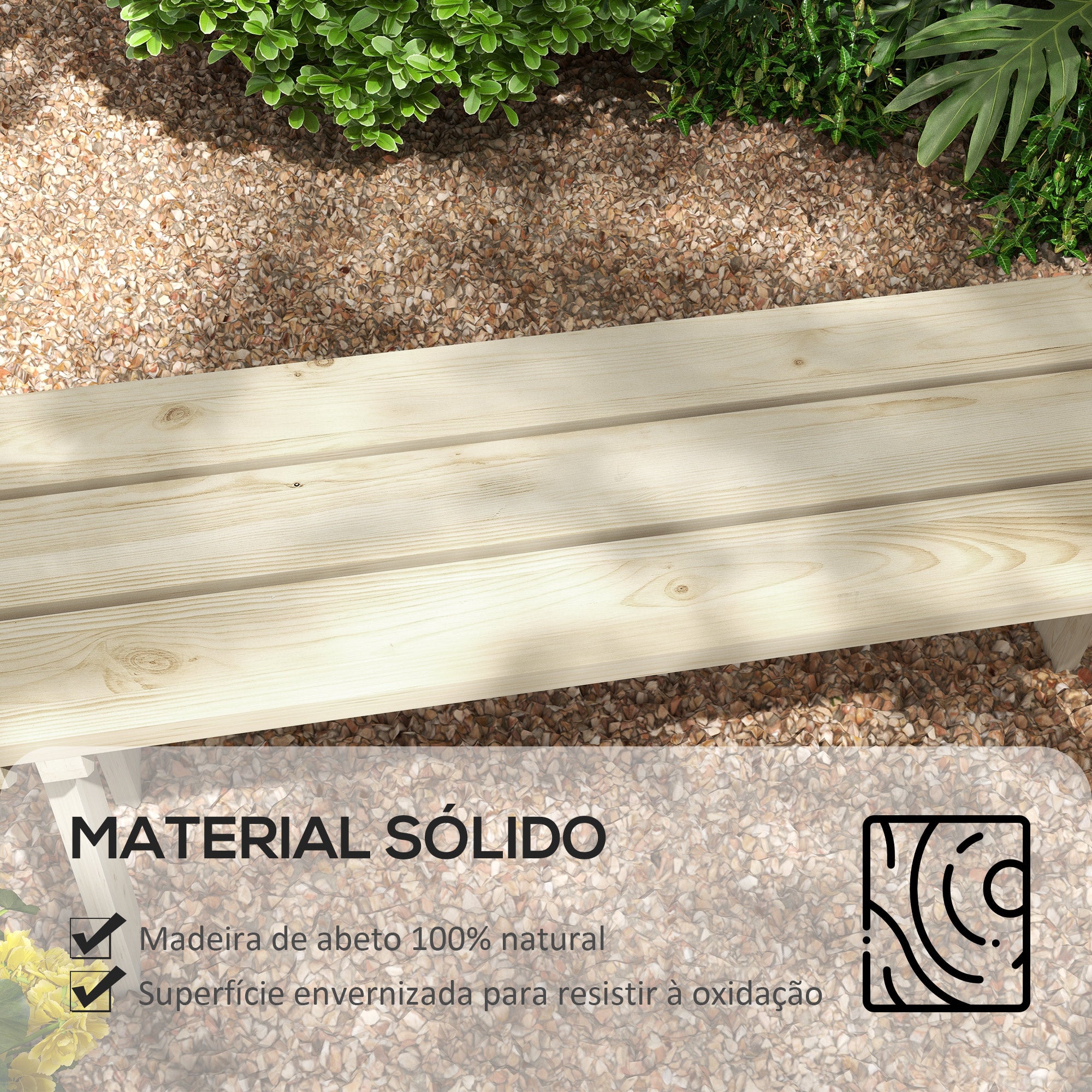 Banco de Jardim 2 Lugares 130x38x45 cm Cor Natural