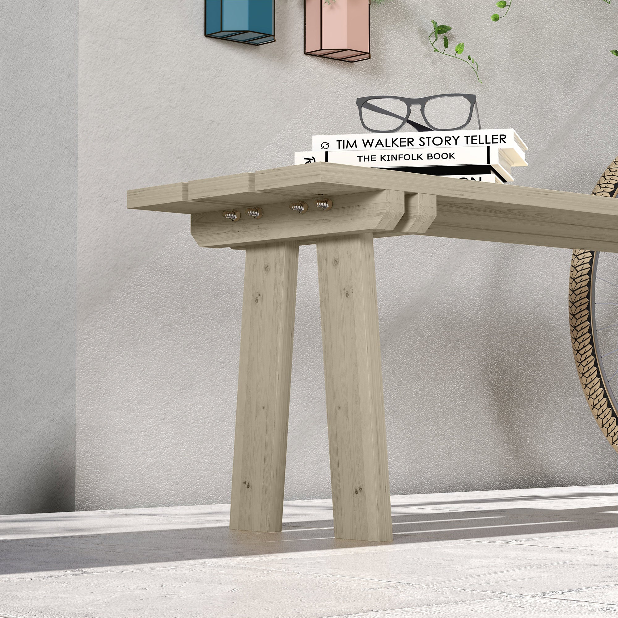 Banco de Jardim 2 Lugares 130x38x45 cm Cor Natural