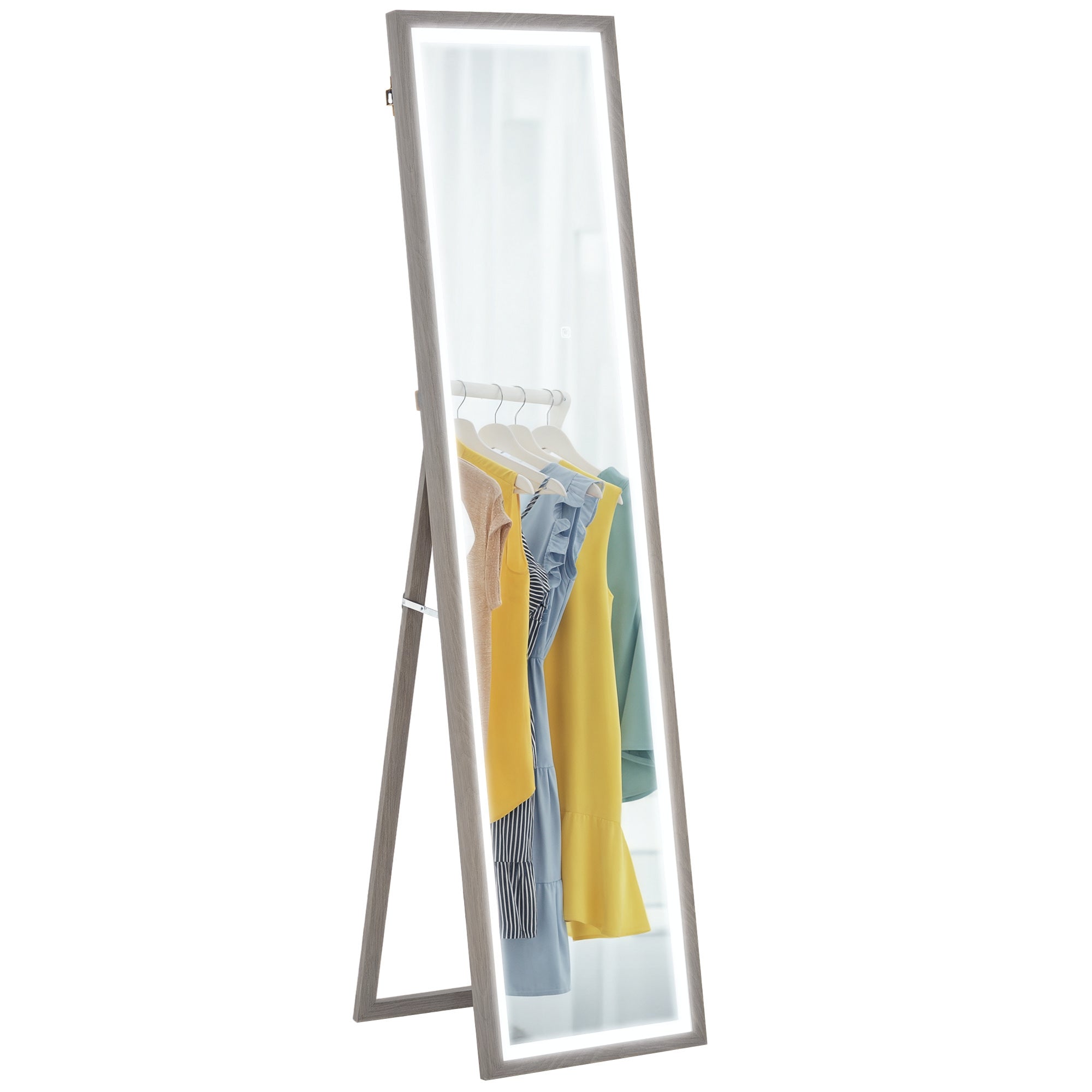 Espelho de Pé com Luz LED 40x160 cm em Cinza
