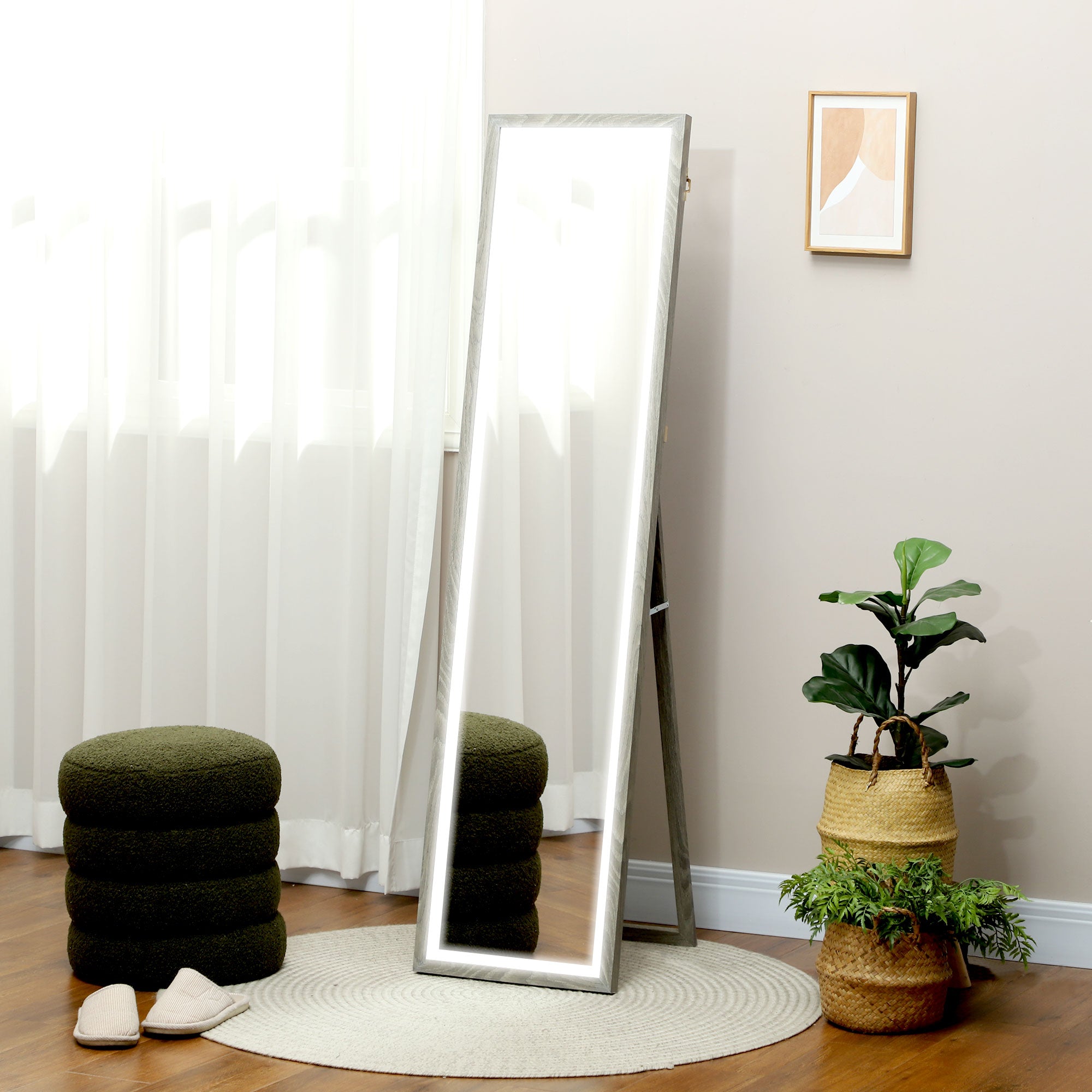Espelho de Pé com Luz LED 40x160 cm em Cinza