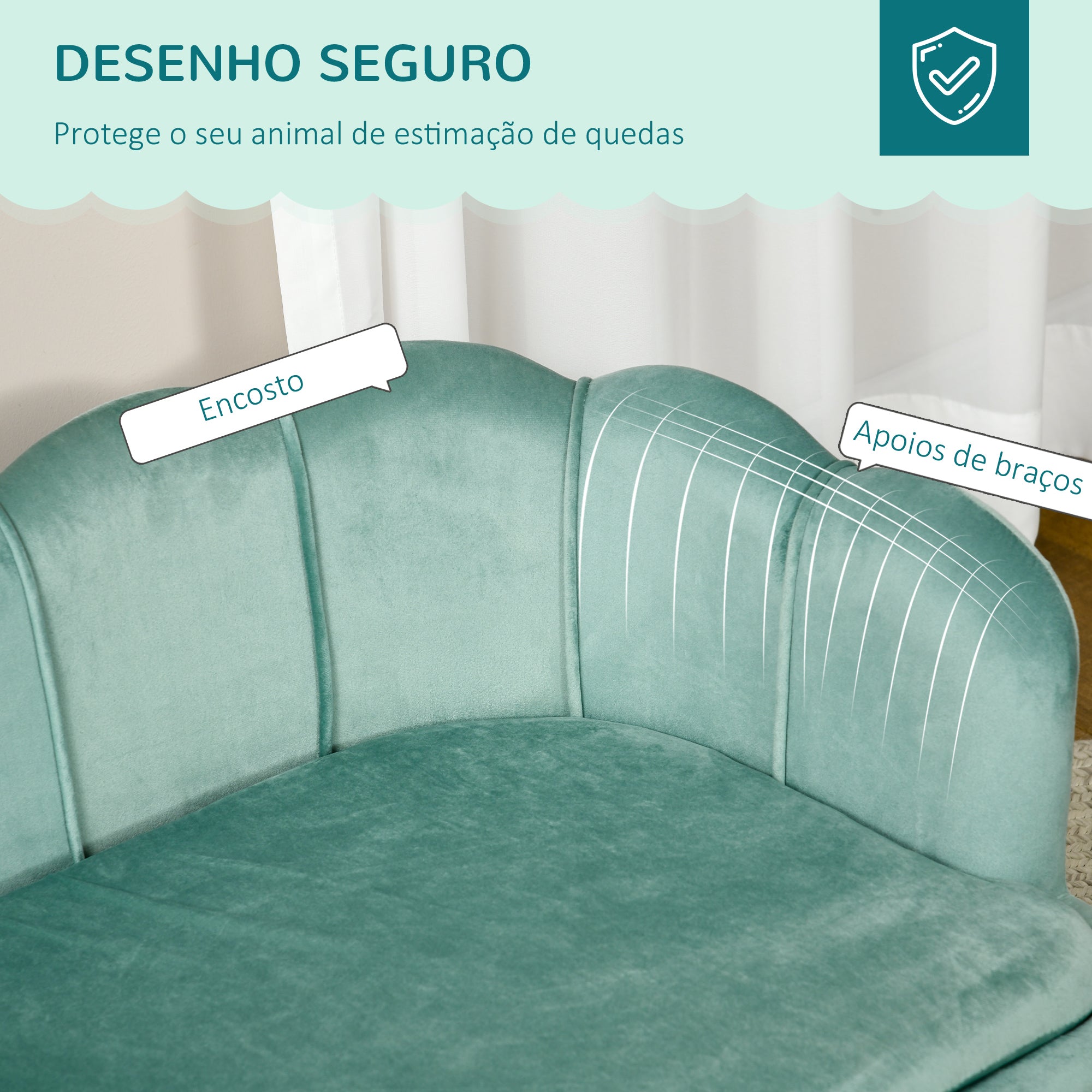 Sofá Cama para Cães Médios 98,5x60,5x35,5 cm Verde Azulado
