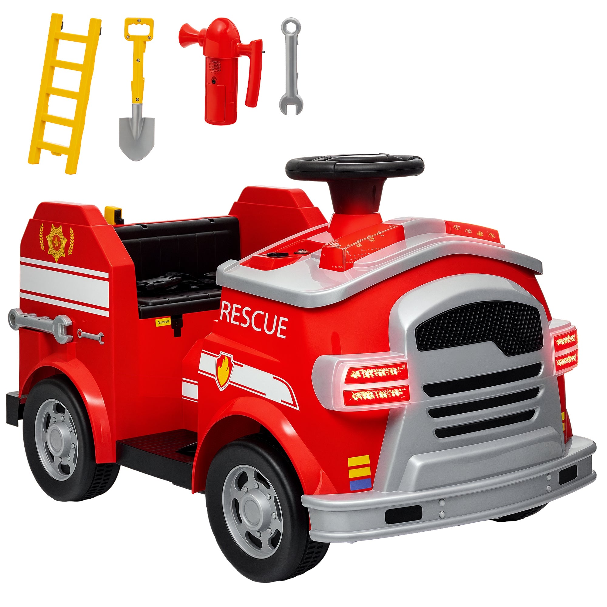Caminhão de Bombeiros Elétrico Vermelho 86x49x52 cm para Crianças
