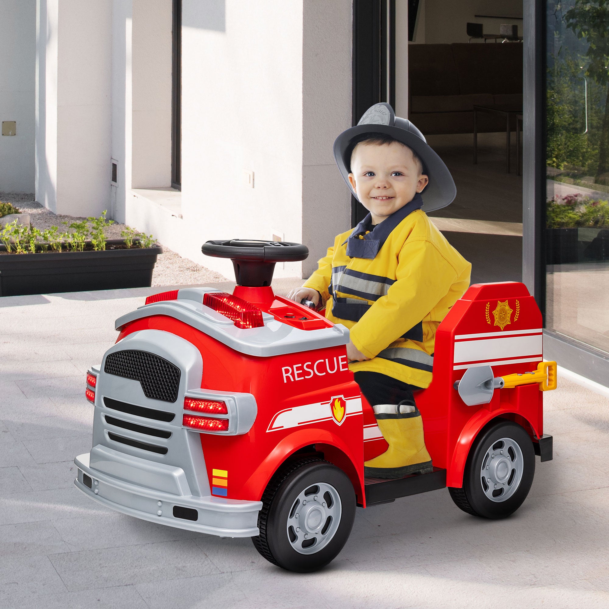 Caminhão de Bombeiros Elétrico Vermelho 86x49x52 cm para Crianças