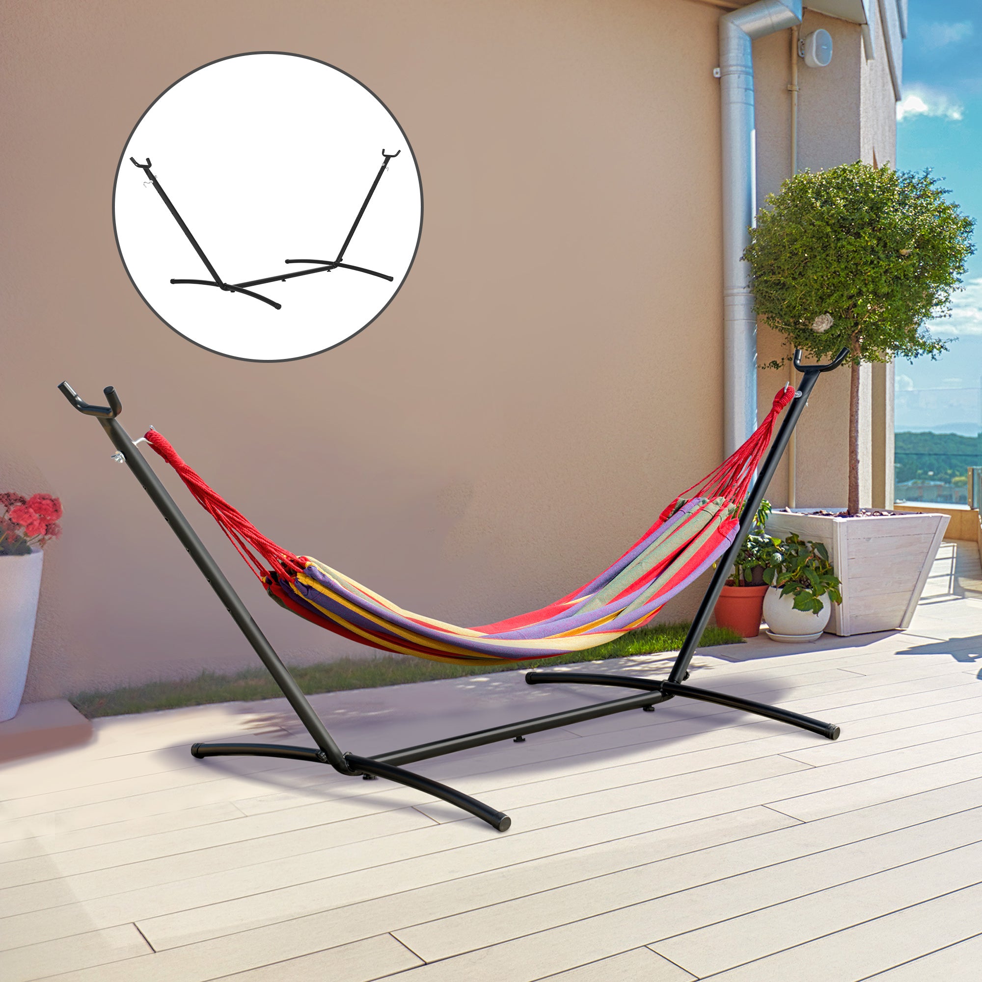 Suporte Ajustável para Camas de Rede 280x120x110 cm - Cor Preto