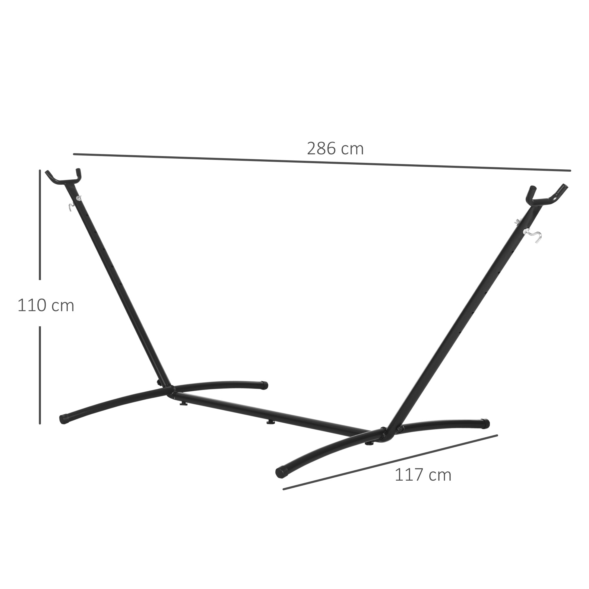 Suporte Ajustável para Camas de Rede 280x120x110 cm - Cor Preto