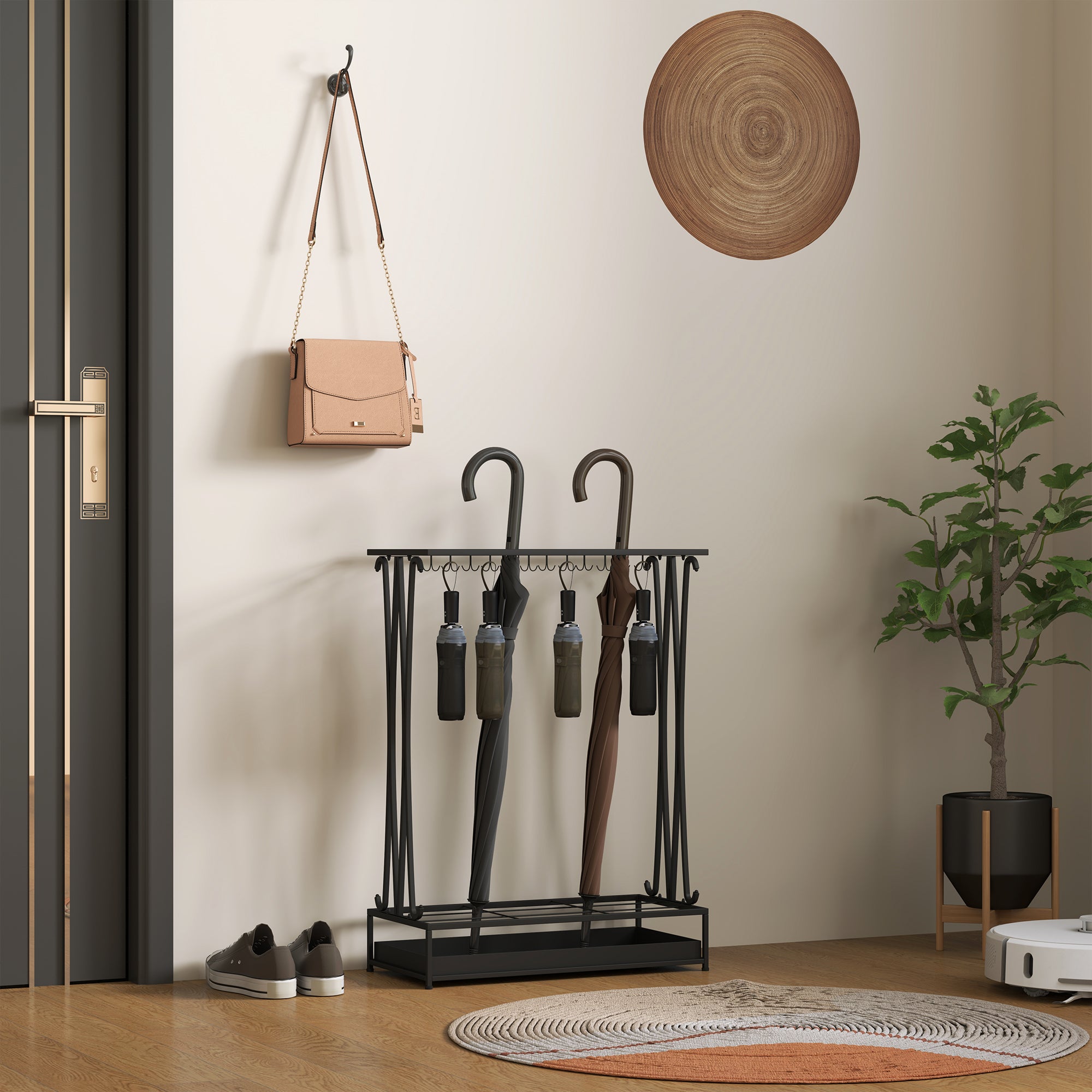 Suporte para Guarda-Chuva Moderno Retangular 50x24x68 cm Preto