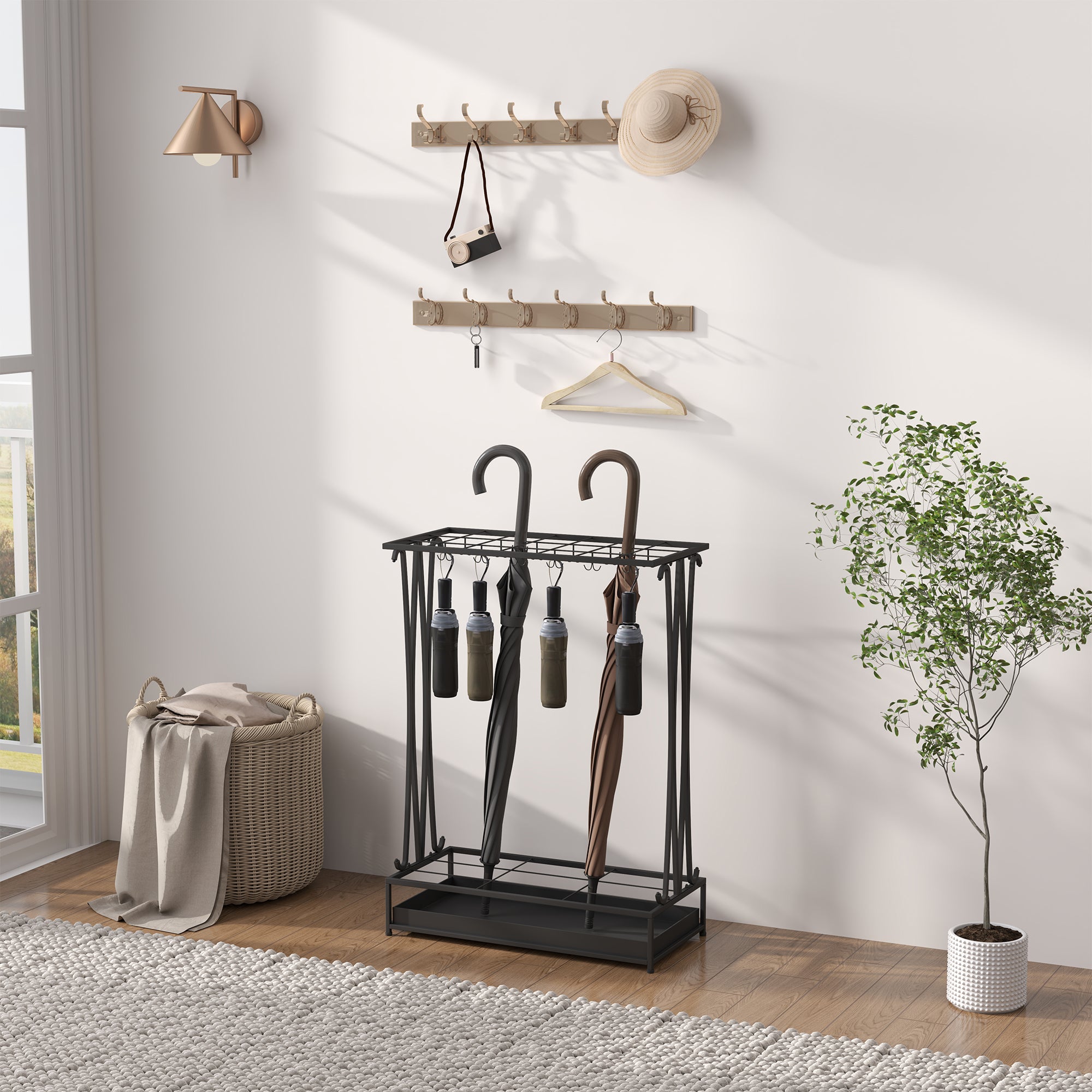 Suporte para Guarda-Chuva Moderno Retangular 50x24x68 cm Preto