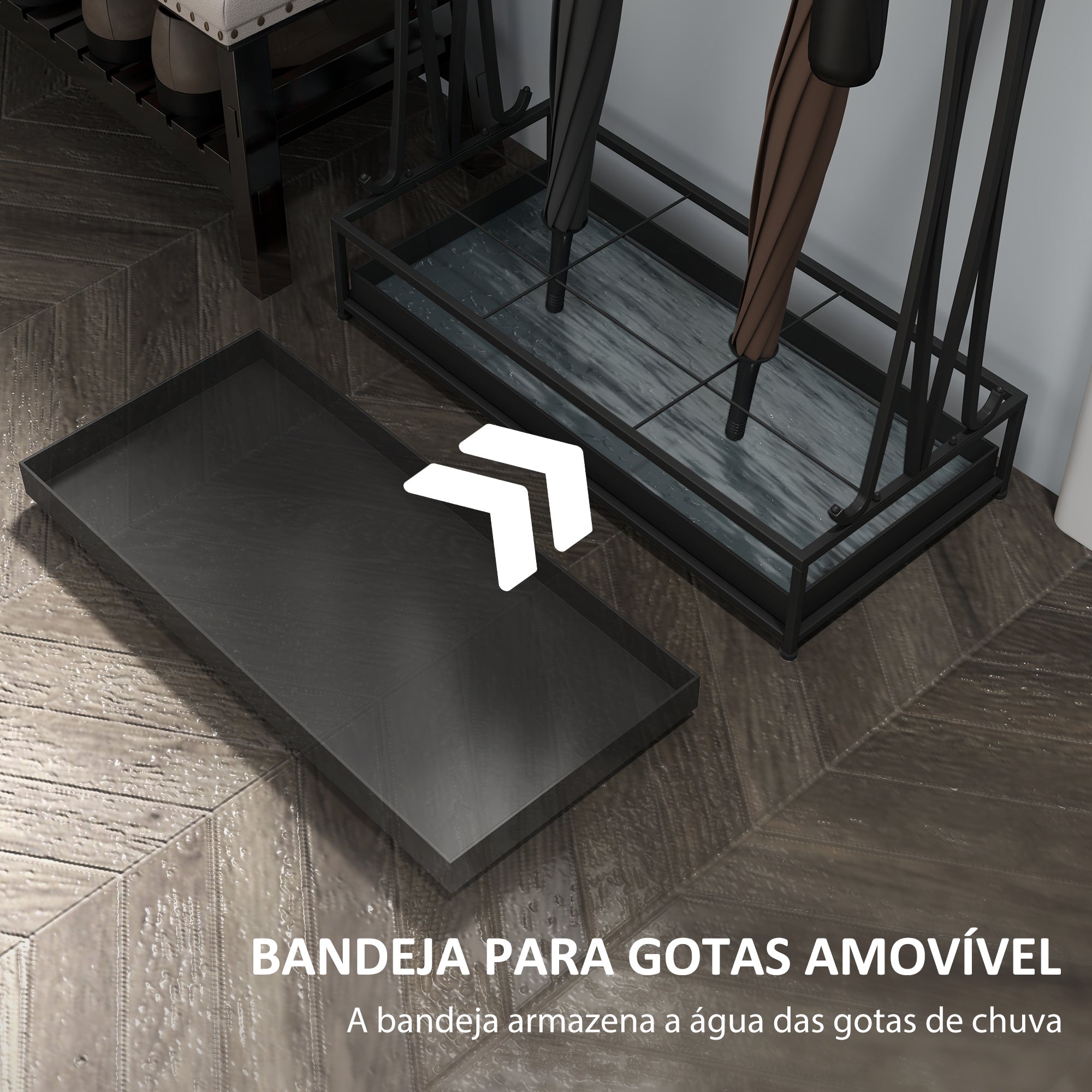 Suporte para Guarda-Chuva Moderno Retangular 50x24x68 cm Preto