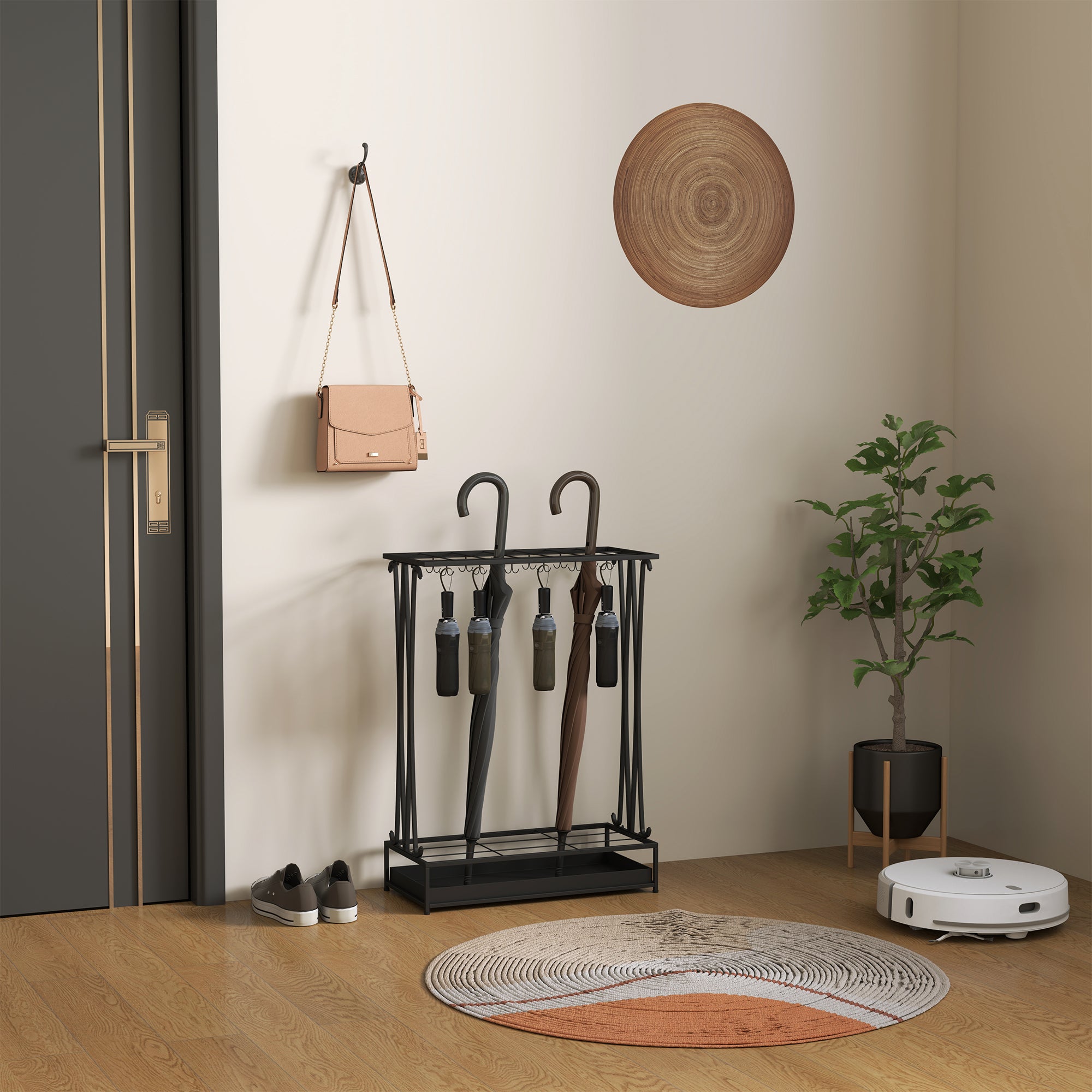 Suporte para Guarda-Chuva Moderno Retangular 50x24x68 cm Preto