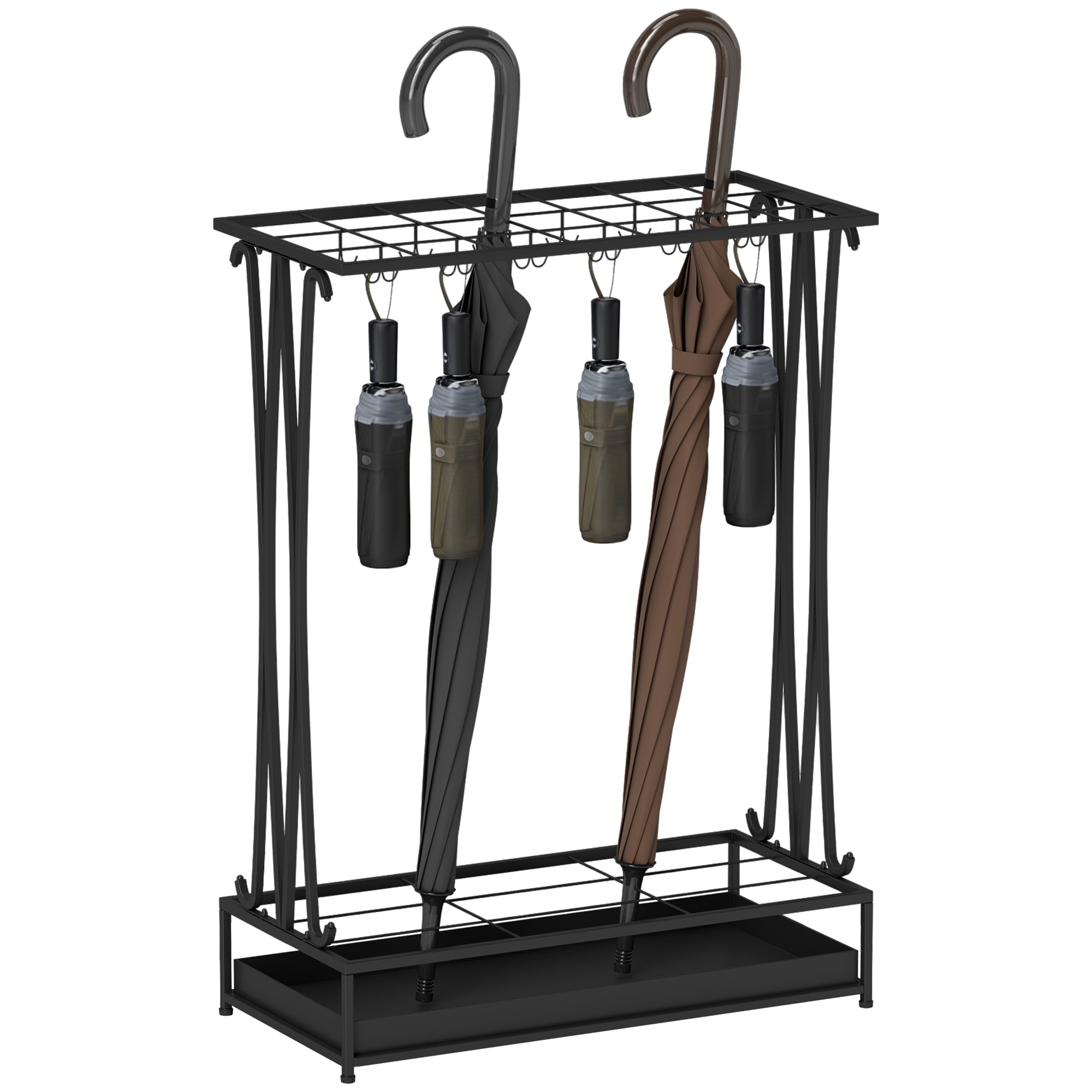 Suporte para Guarda-Chuva Moderno Retangular 50x24x68 cm Preto