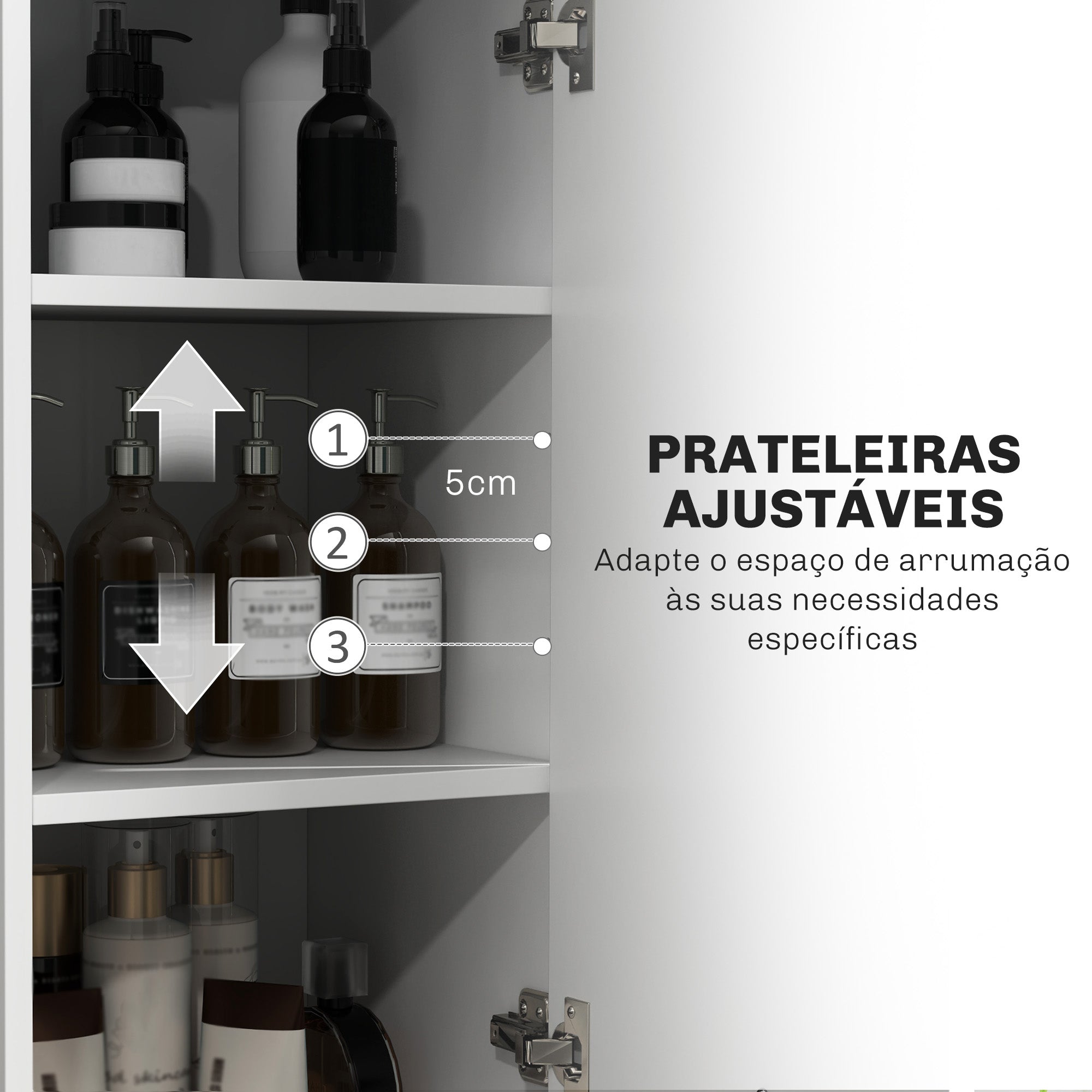 Coluna de Casa de Banho Moderna – 34x34x170 cm – Branca – Melamina e Metal