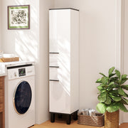 Coluna de Casa de Banho Moderna – 34x34x170 cm – Branca – Melamina e Metal