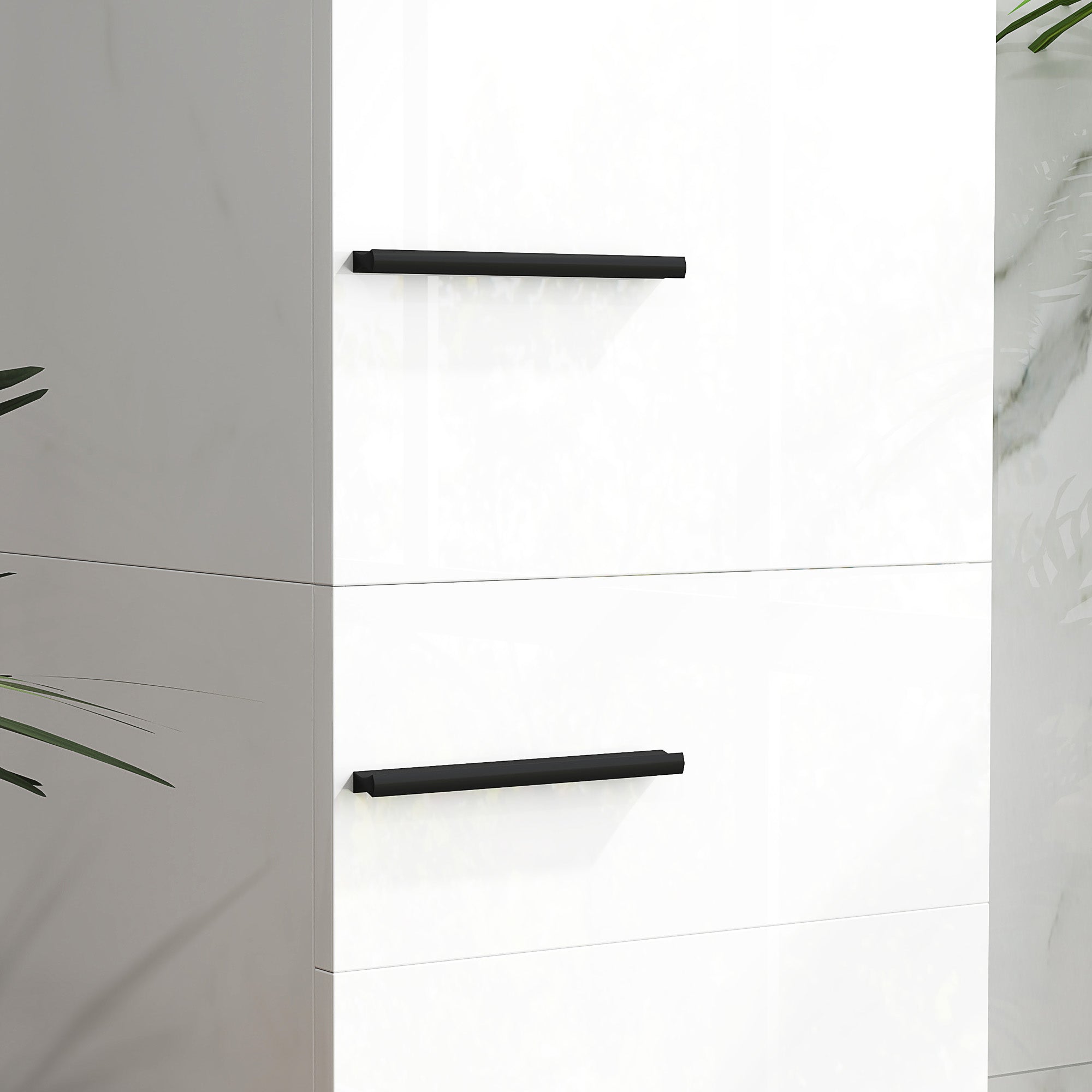 Coluna de Casa de Banho Moderna – 34x34x170 cm – Branca – Melamina e Metal