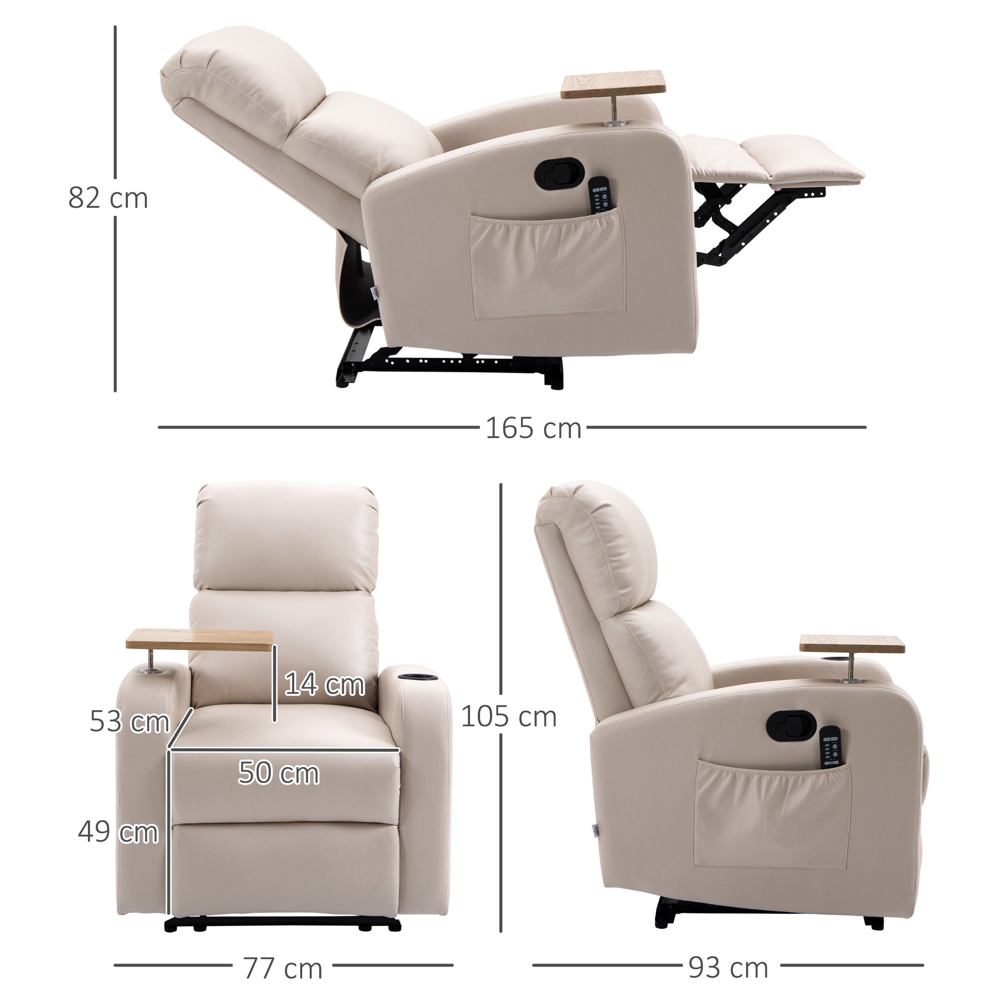 Poltrona de Massagem Relax Elétrica Bege 77x93x105 cm