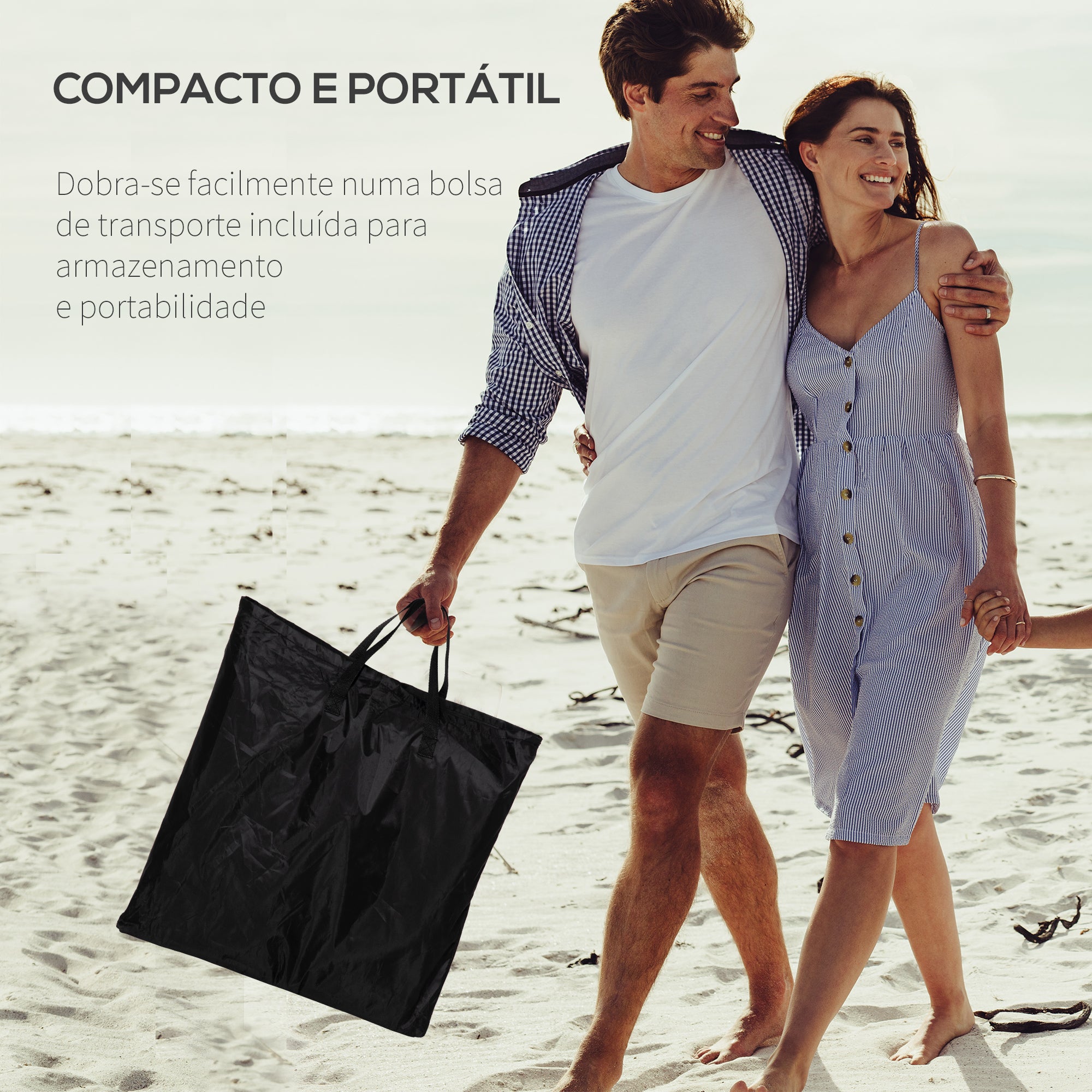 Conjunto de 2 Esteiras de Praia Reclináveis em Preto 48x134x33-43 cm