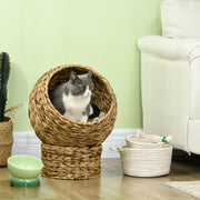 Cama para Gatos de Fibra Vegetal Desmontável 42x33x52 cm Marrom e Bege