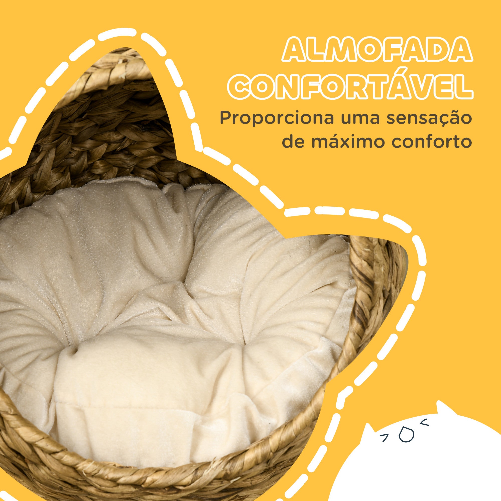 Cama para Gatos de Fibra Vegetal Desmontável 42x33x52 cm Marrom e Bege
