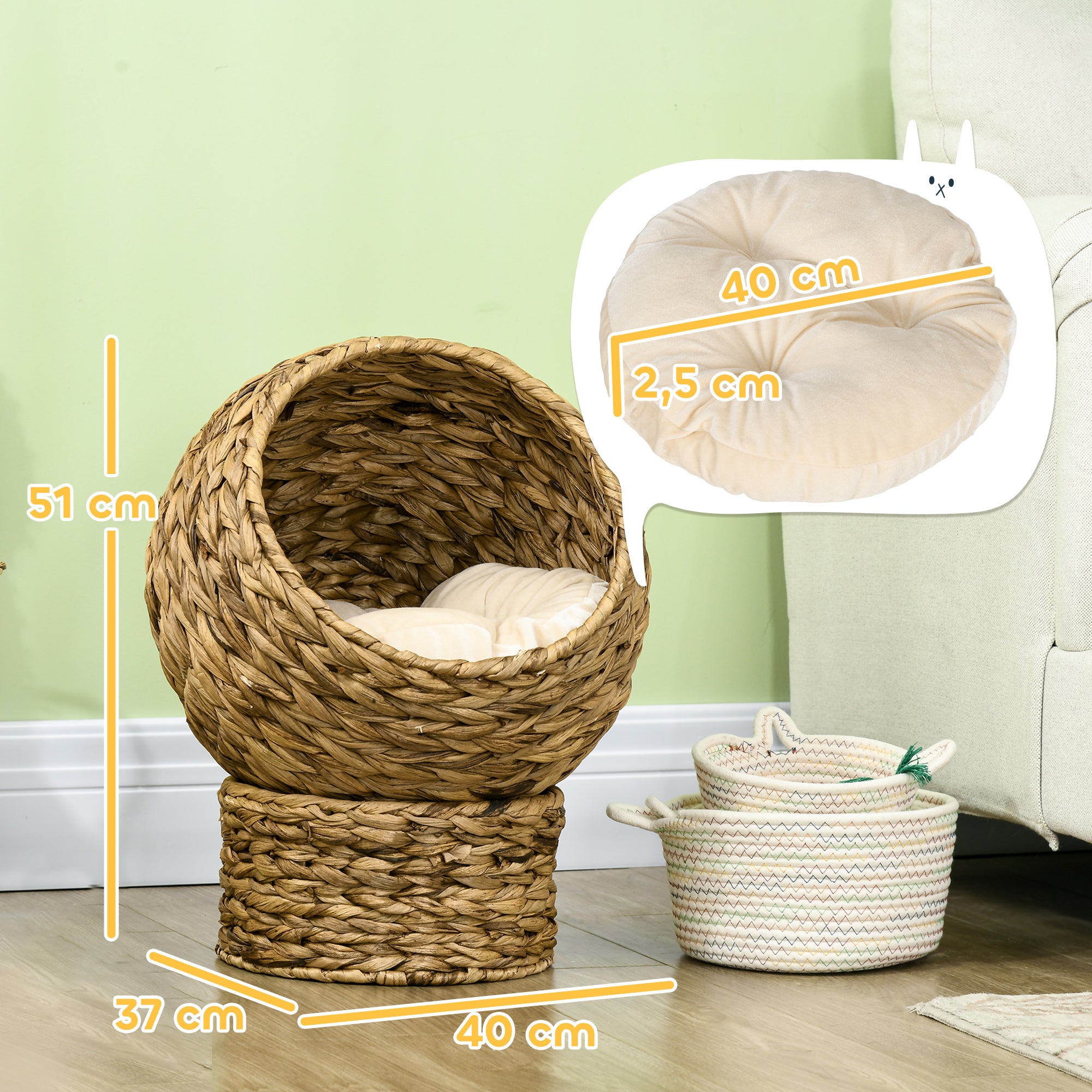 Cama para Gatos de Fibra Vegetal Desmontável 42x33x52 cm Marrom e Bege