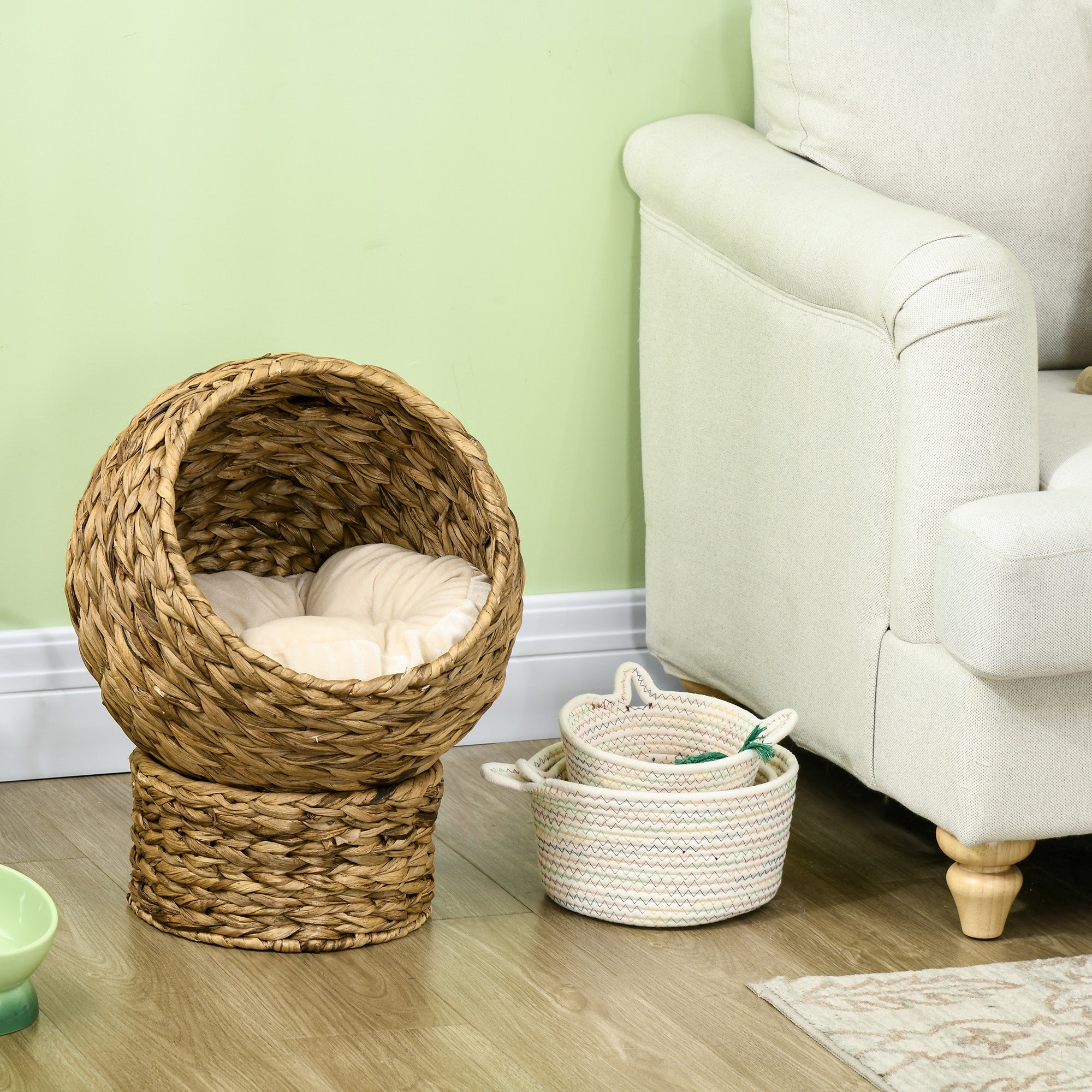 Cama para Gatos de Fibra Vegetal Desmontável 42x33x52 cm Marrom e Bege