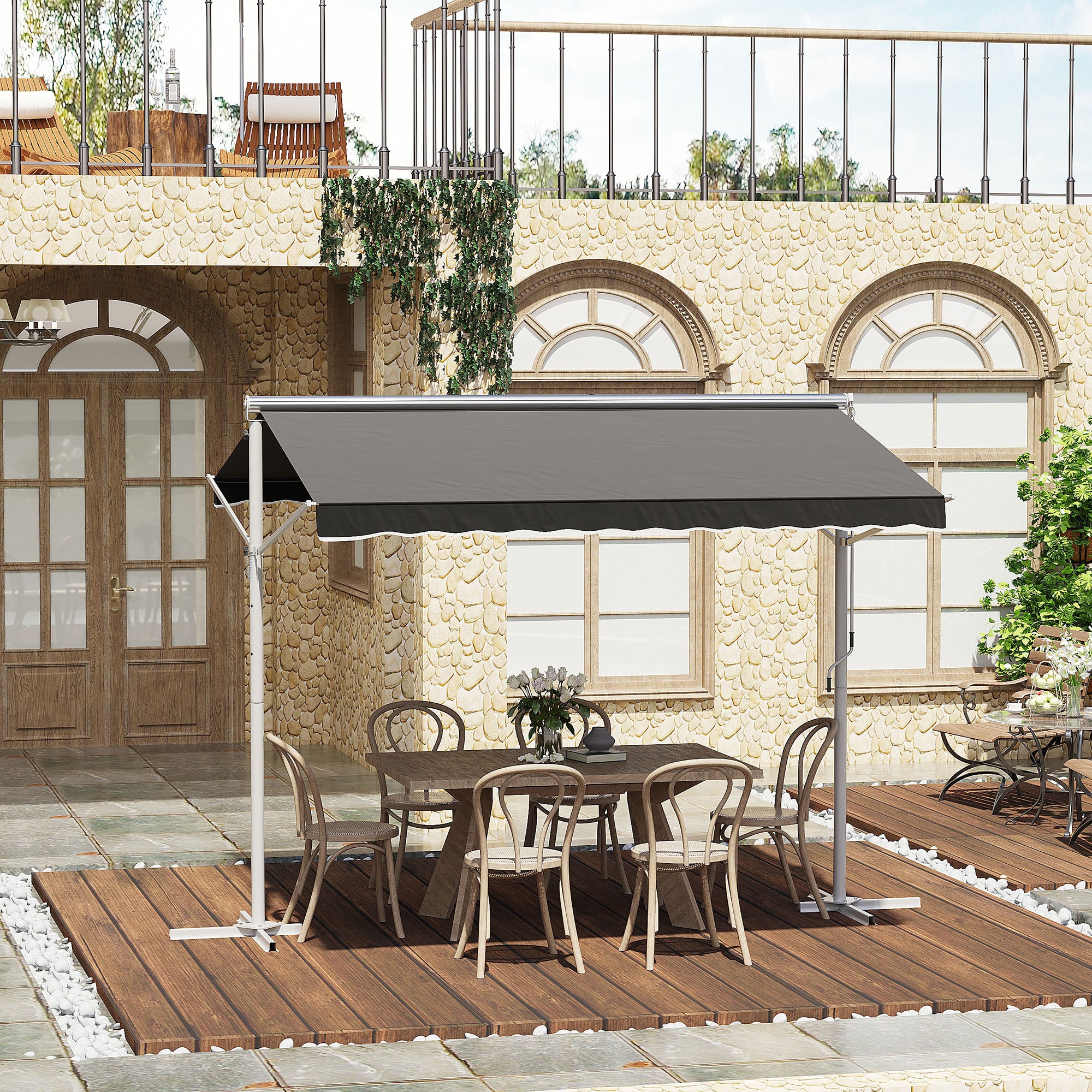 Toldo de Pé 300x295x255 cm Cinzento para Jardim Terraço Pátio