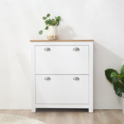 Sapateira Estreita com 2 Gavetas Abatíveis para 12 Pares de Sapatos - Branco 79x23x90,5 cm