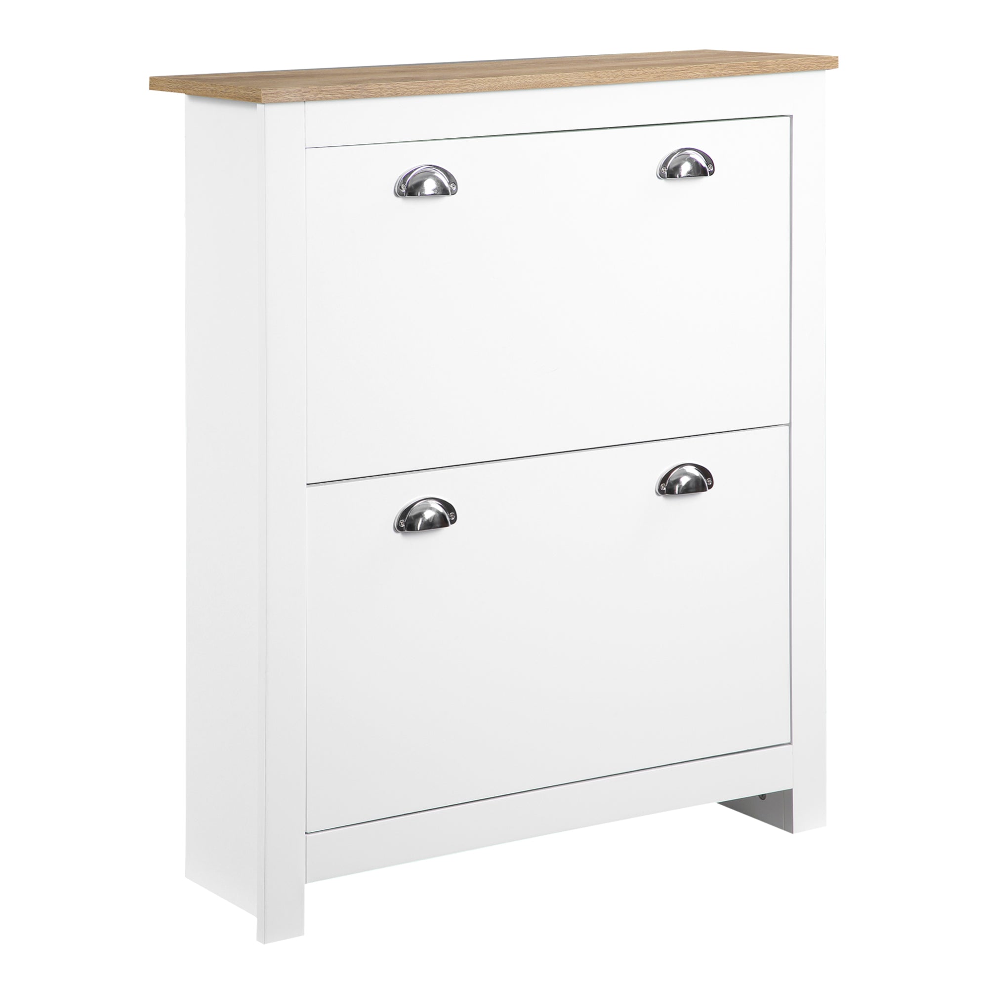 Sapateira Estreita com 2 Gavetas Abatíveis para 12 Pares de Sapatos - Branco 79x23x90,5 cm