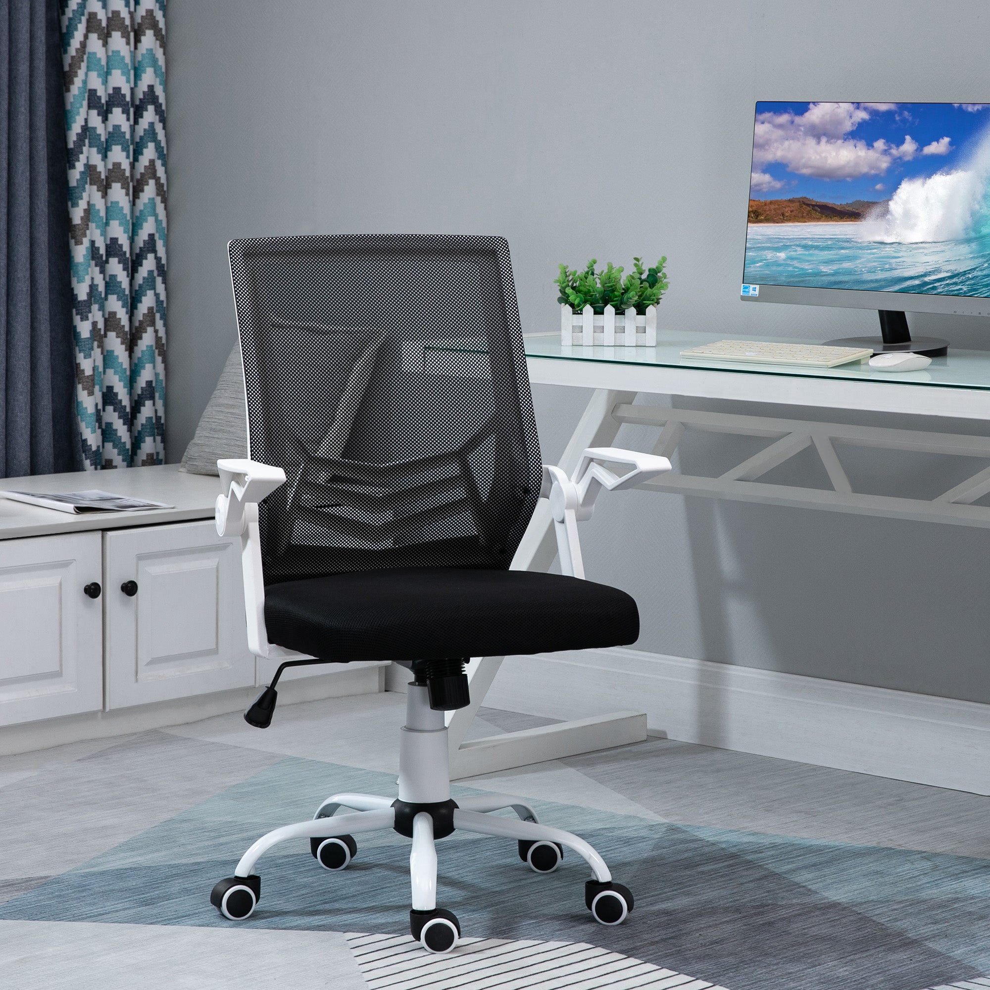 Cadeira de Escritório Ergonômica Preto 62.5x55x104cm