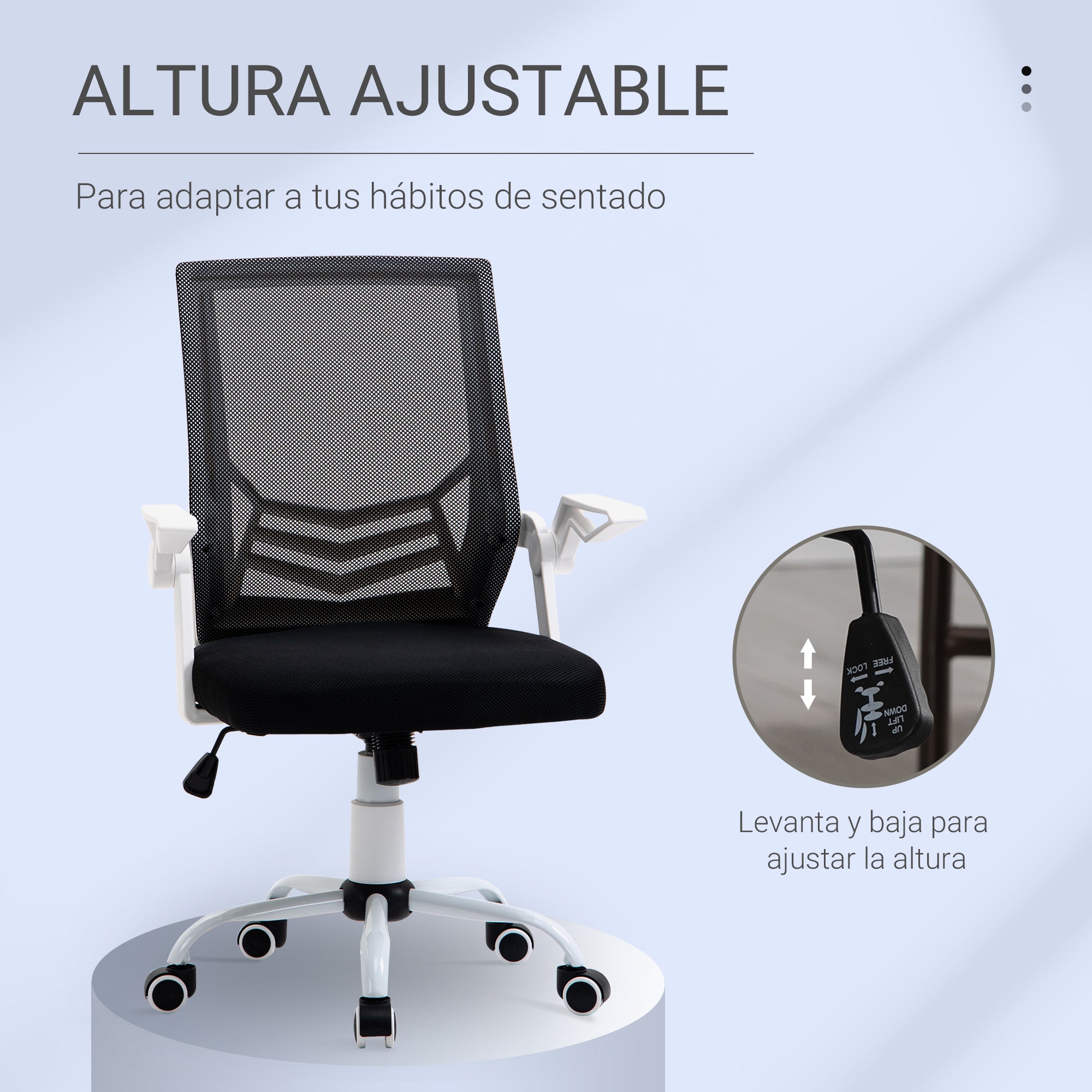 Cadeira de Escritório Ergonômica Preto 62.5x55x104cm