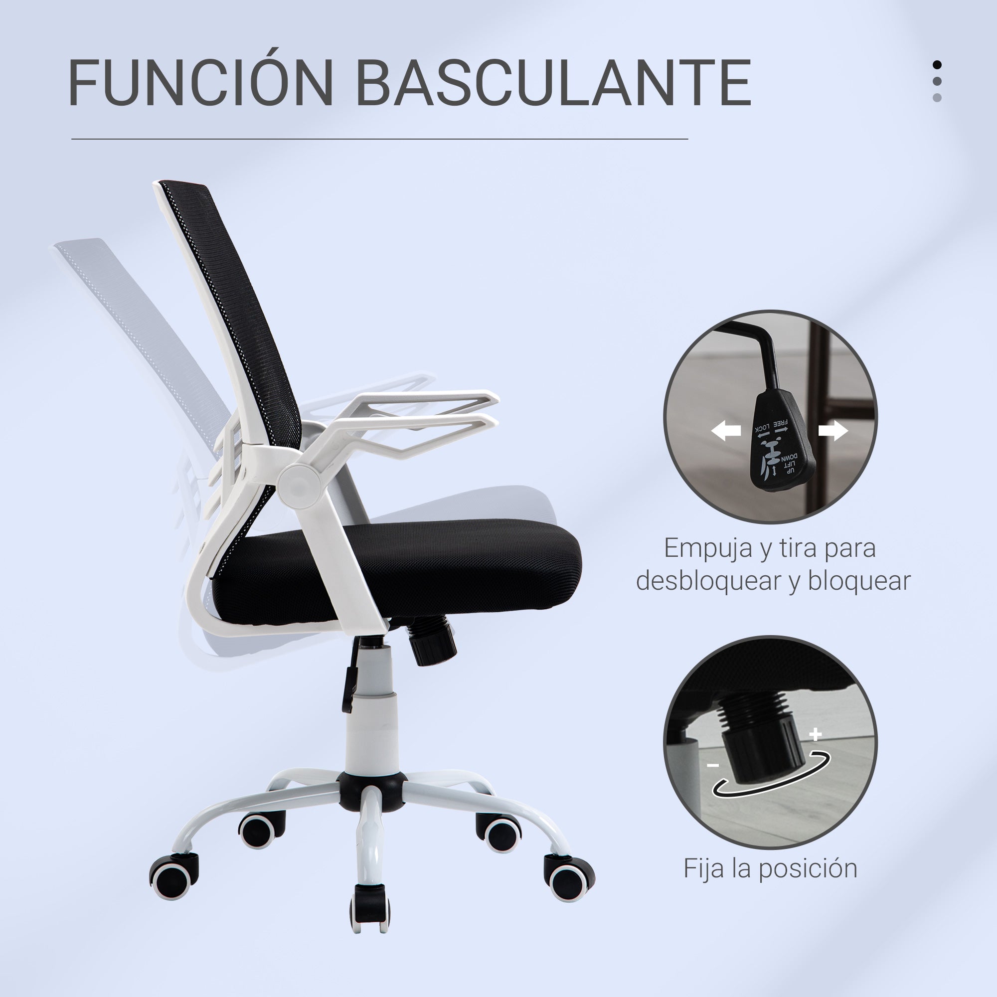 Cadeira de Escritório Ergonômica Preto 62.5x55x104cm