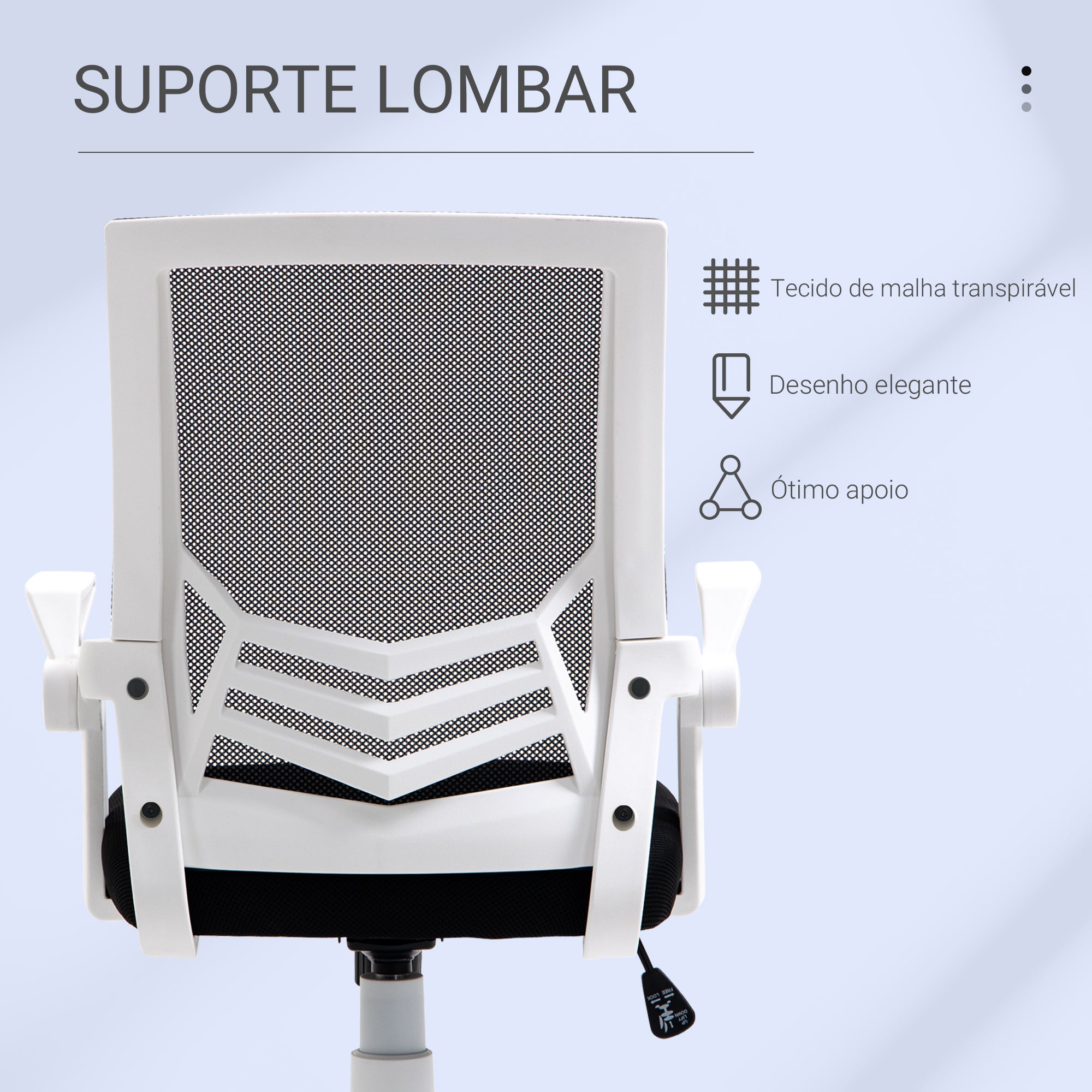 Cadeira de Escritório Ergonômica Preto 62.5x55x104cm