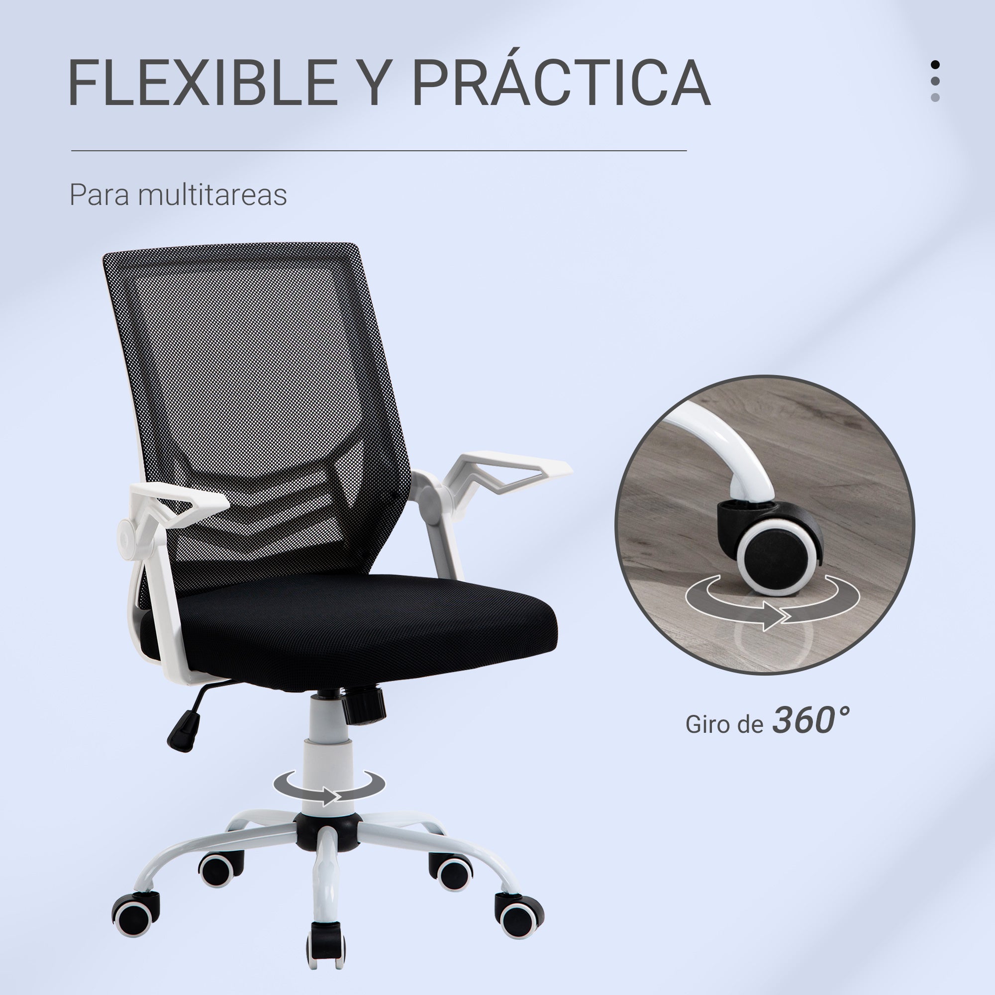 Cadeira de Escritório Ergonômica Preto 62.5x55x104cm