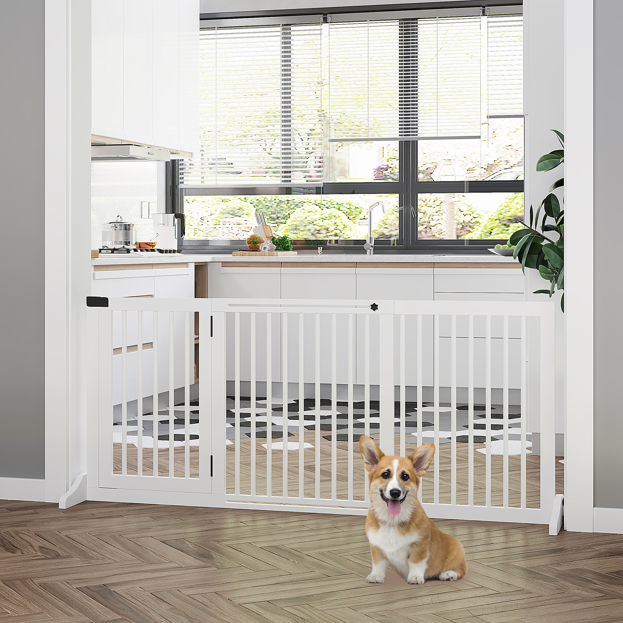Barreira de Segurança Extensível para Cães 166x36x71 cm Branco