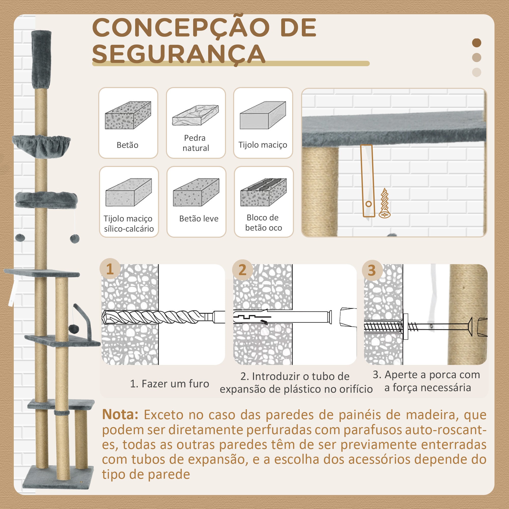 Arranhador para Gatos Cinzento de 230-250 cm