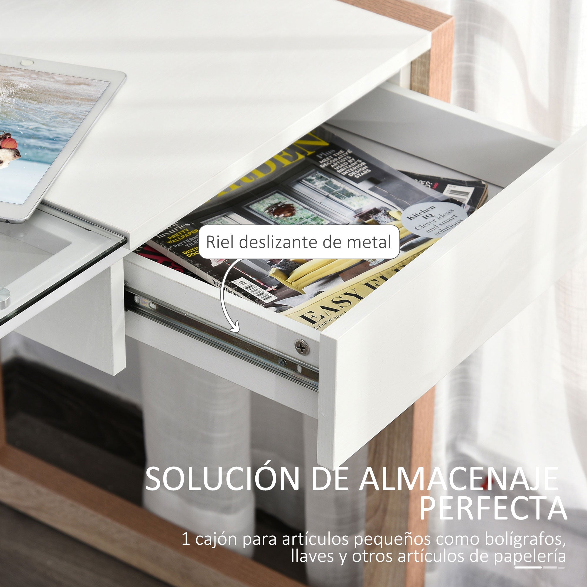 Secretária de Escritório Design Moderno 120x60x75 cm Branco